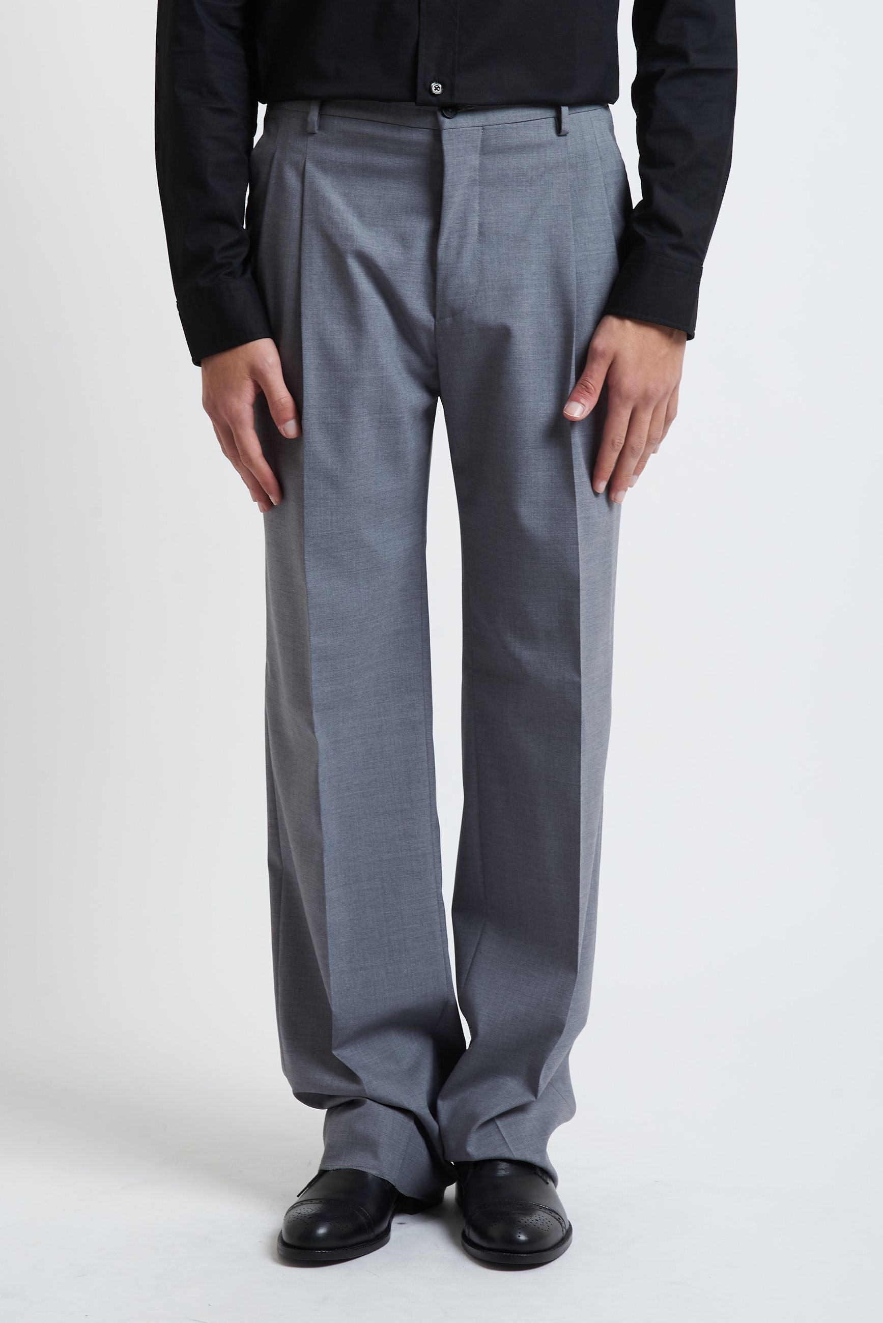 Pantalone Baggy Fit a 2 Pence in Lana con Tasche America