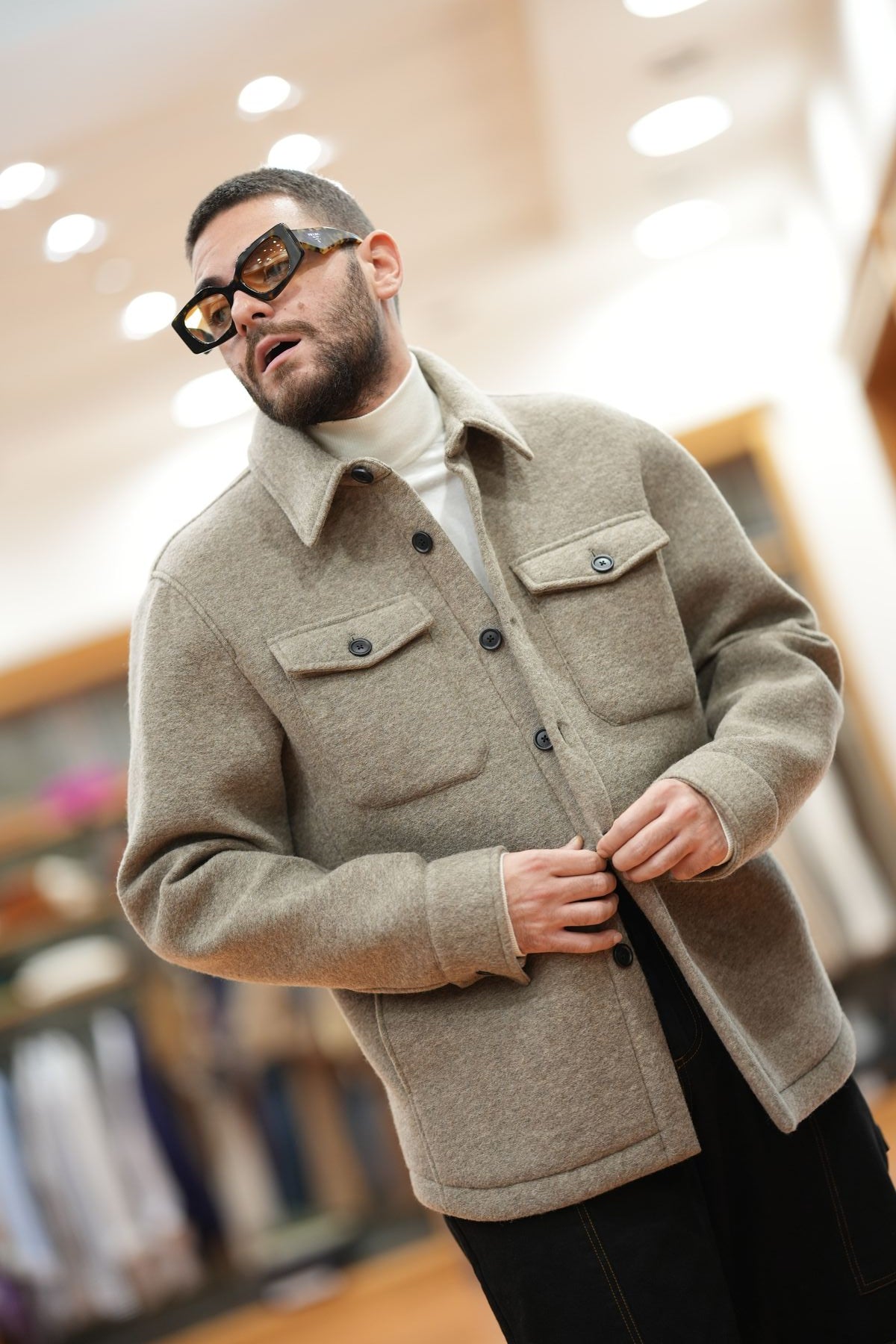 manuel ritz Sahariana Uomo in Jersey Chiusura Bottoni e Tasche a Topp ag2446c