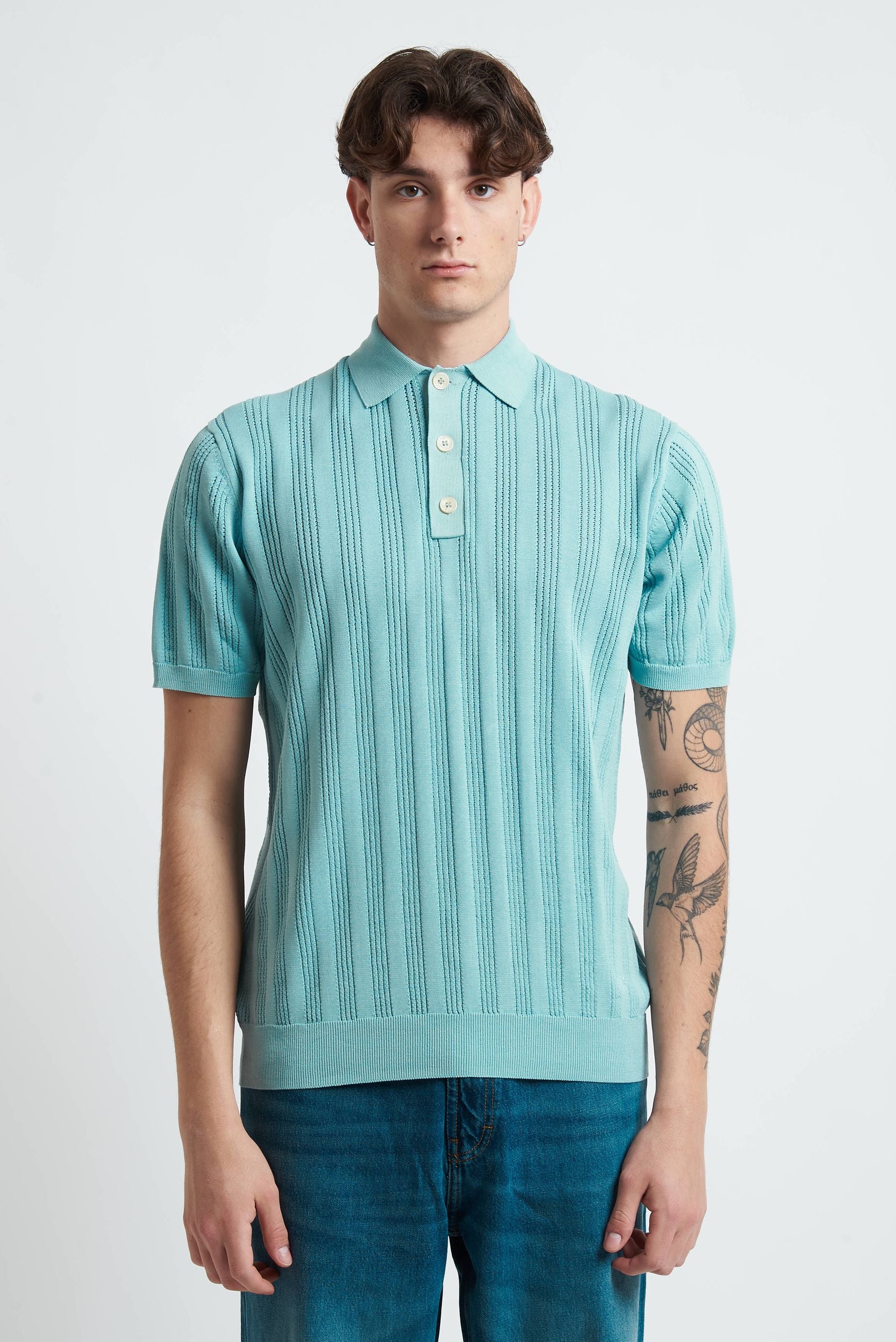 Polo Basic Traforata in Cotone con Bottoni m505