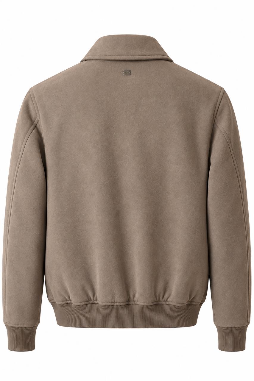 Bomber Uomo con Collo Camicia e Tasconi in Eco Dainetto