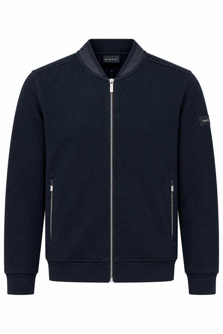 Cardigan Uomo con Effetto Spina di Pesce e Chiusura con Cerniera