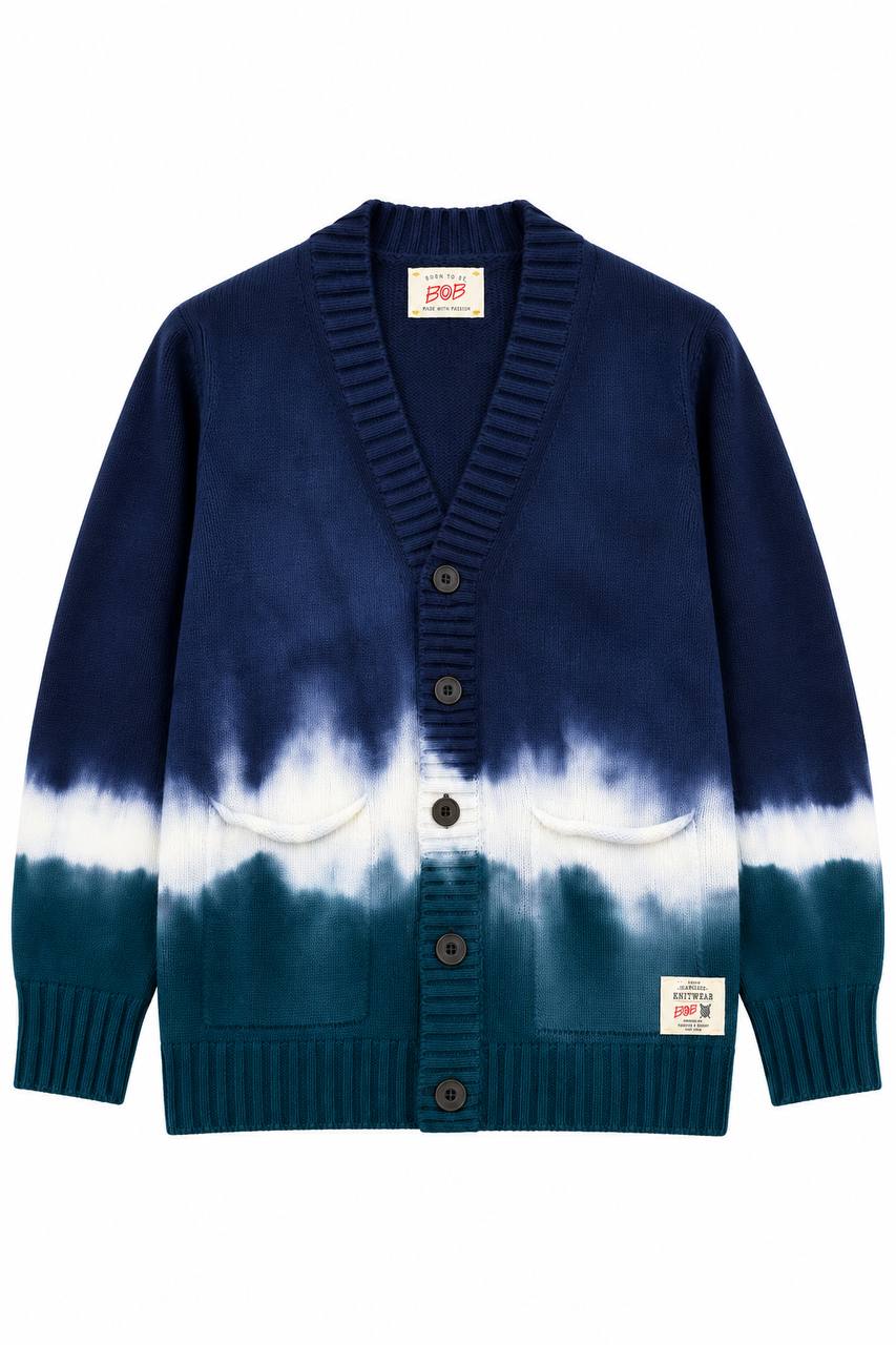 Cardigan Uomo 100% Lana con Effetto Tie Dye