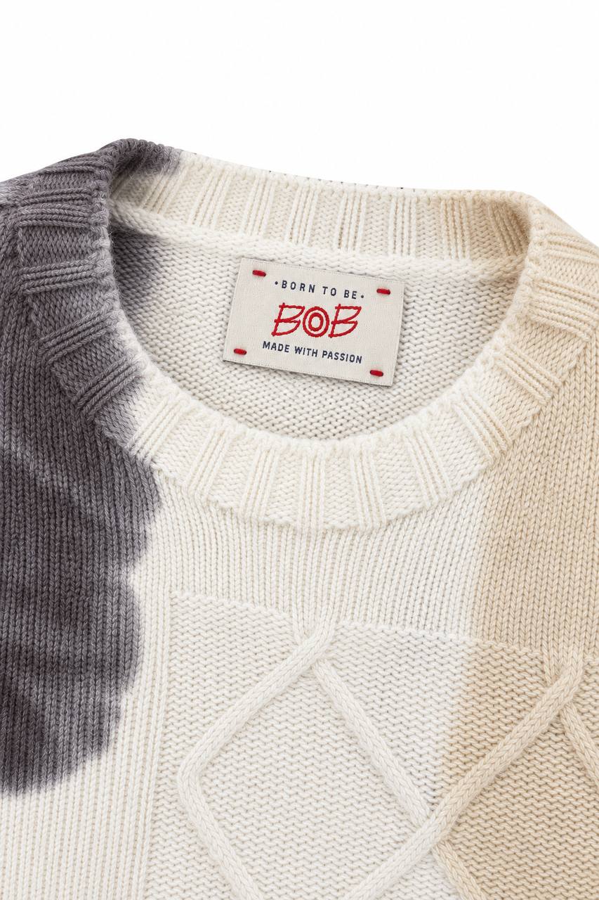 Maglia Uomo Girocollo con Trama a Intreccio ed Effetto Tie Dye
