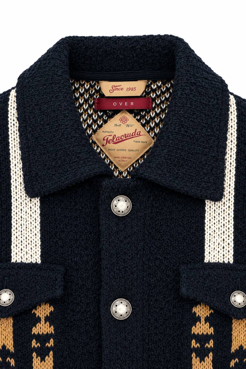 Cardigan Uomo con Bottoni e Collo Camicia