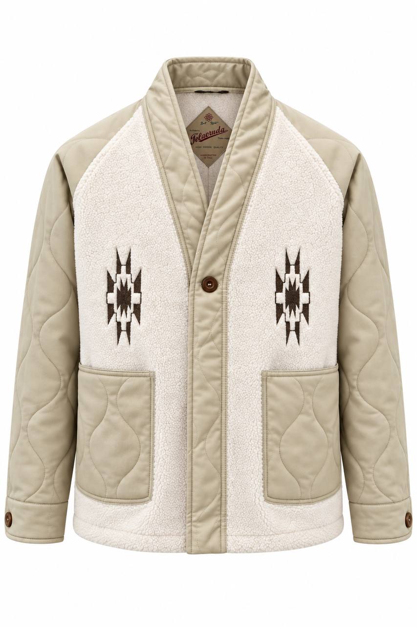 Giacca Uomo Kimono con Tascone Effetto Bouclé