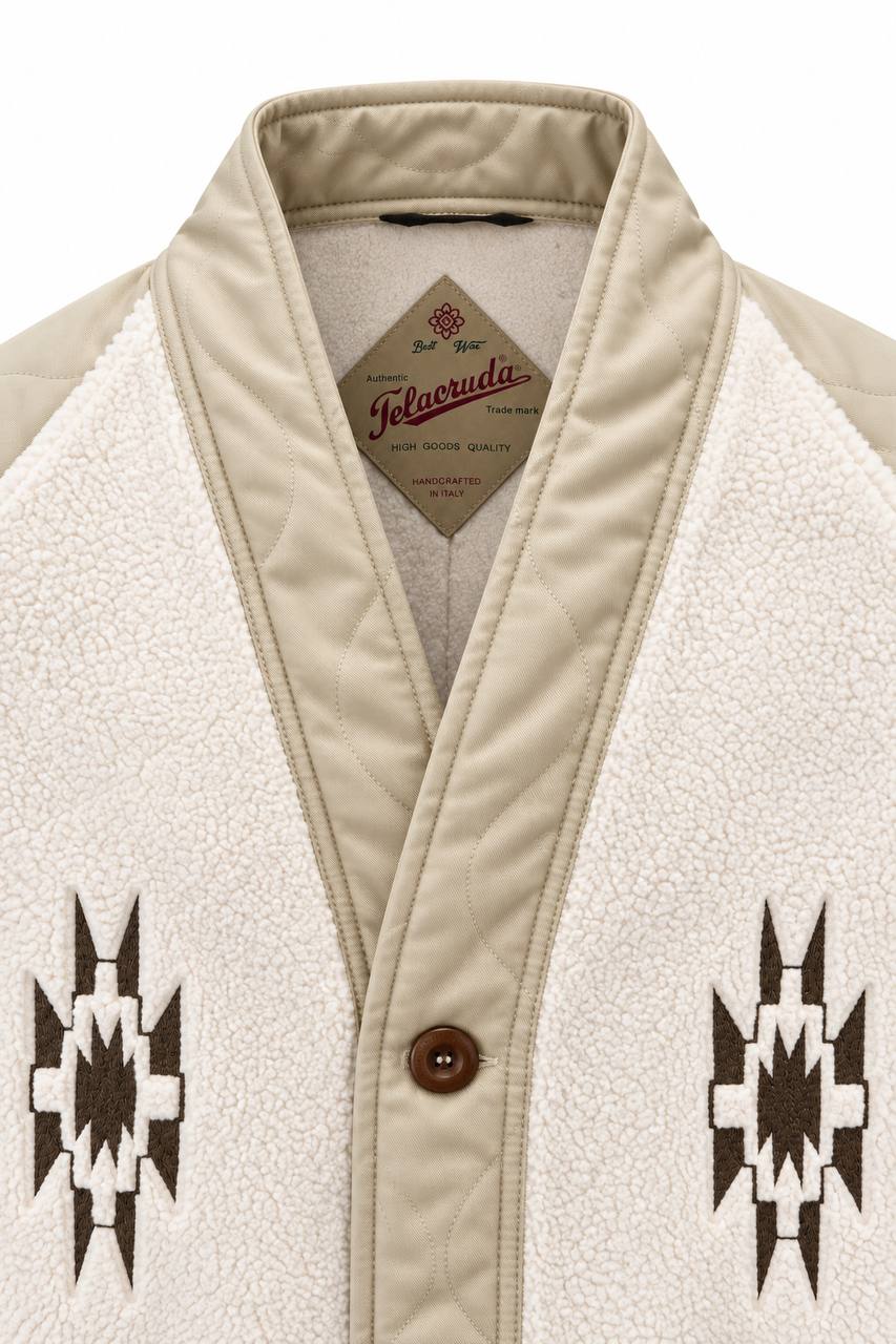 Giacca Uomo Kimono con Tascone Effetto Bouclé