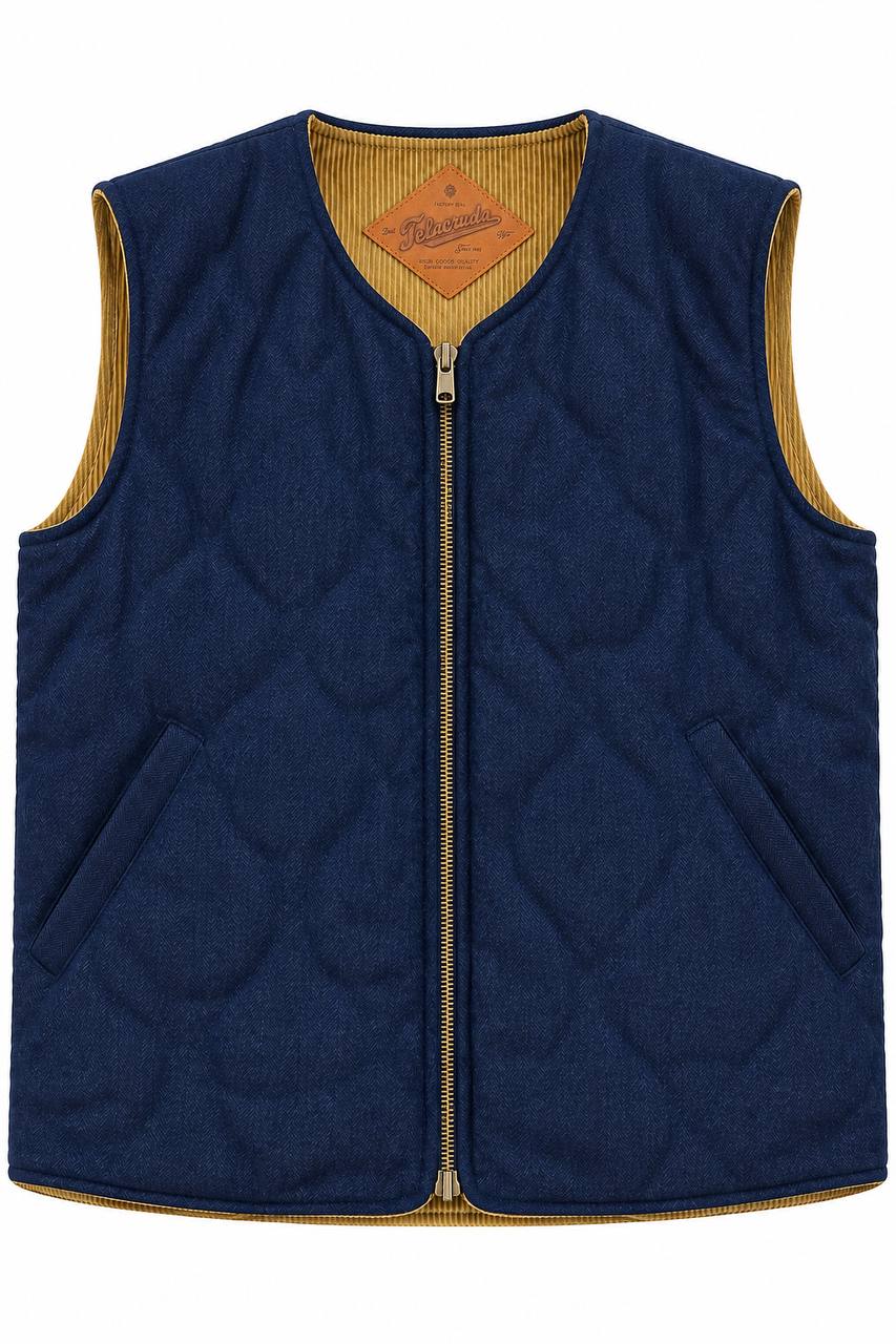 Gilet Uomo Basic Double Face a Quadri con Interno in Velluto