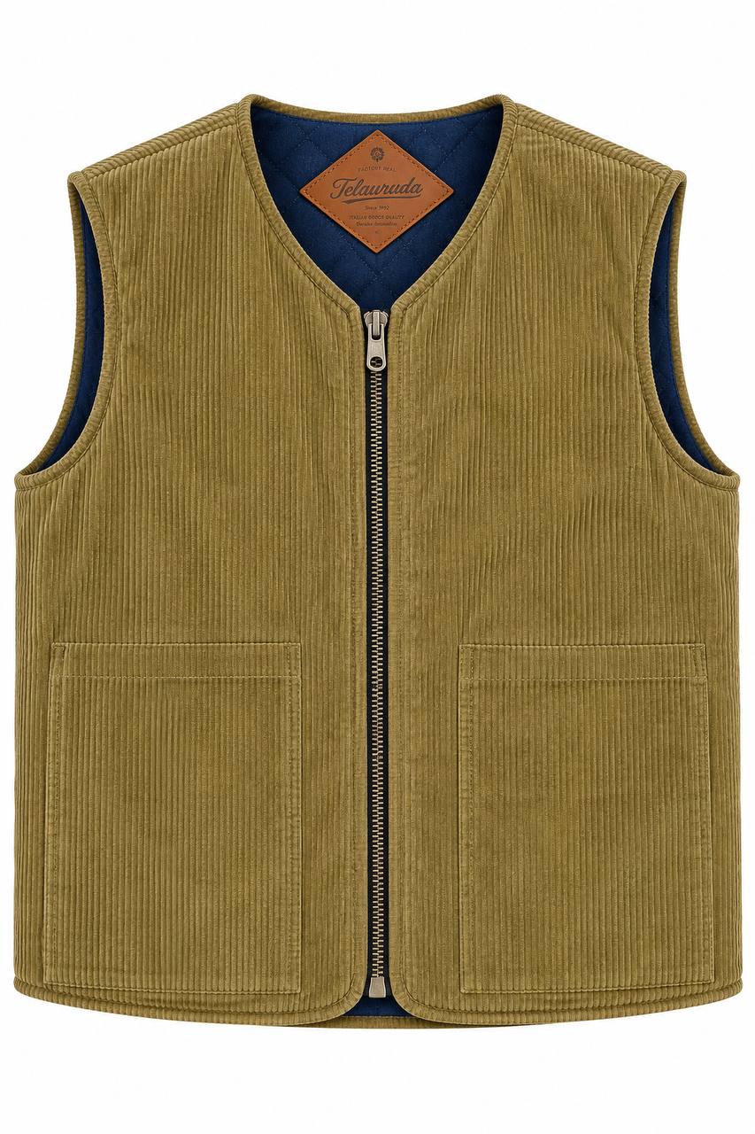 Gilet Uomo Basic Double Face a Quadri con Interno in Velluto