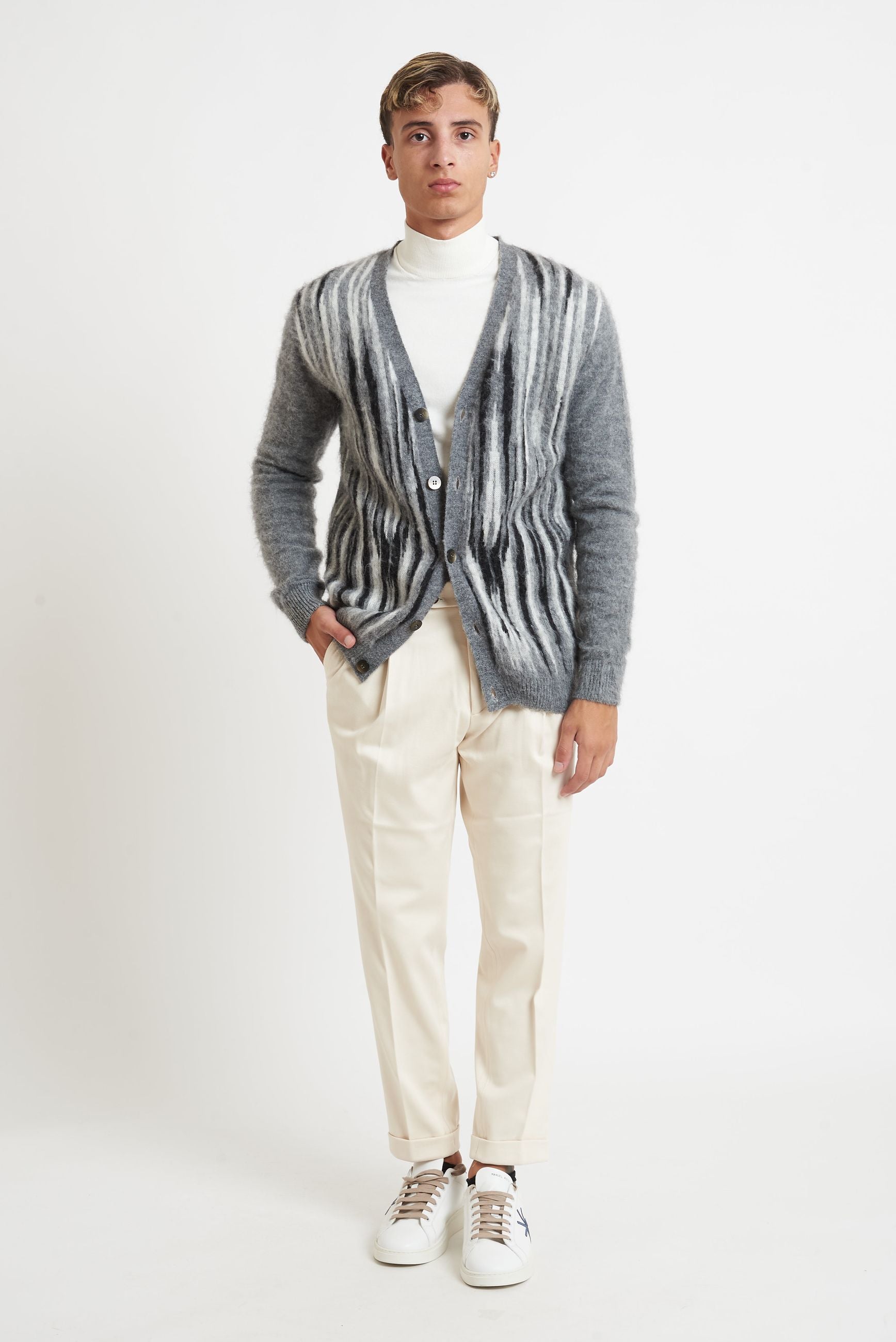 prime homme Cardigan Collo a V con Fondo Elasticizzato modello ma125
