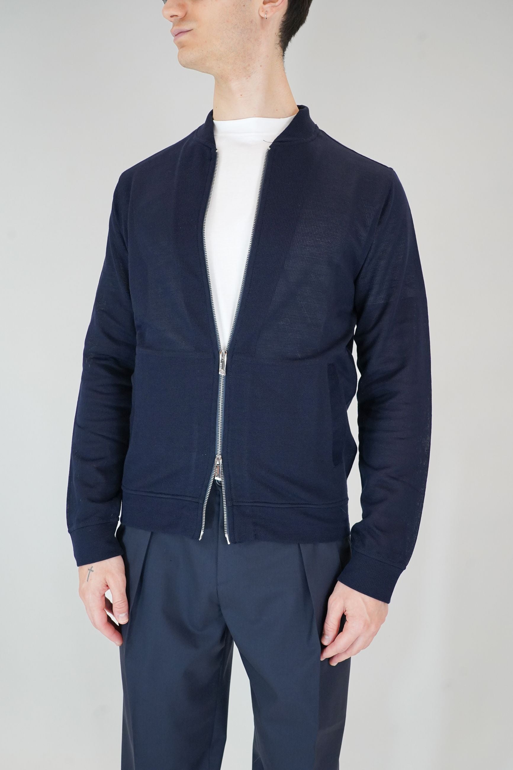 Cardigan con Chiusura a Cerniera, Tasche America e Dettagli Elasticizzati