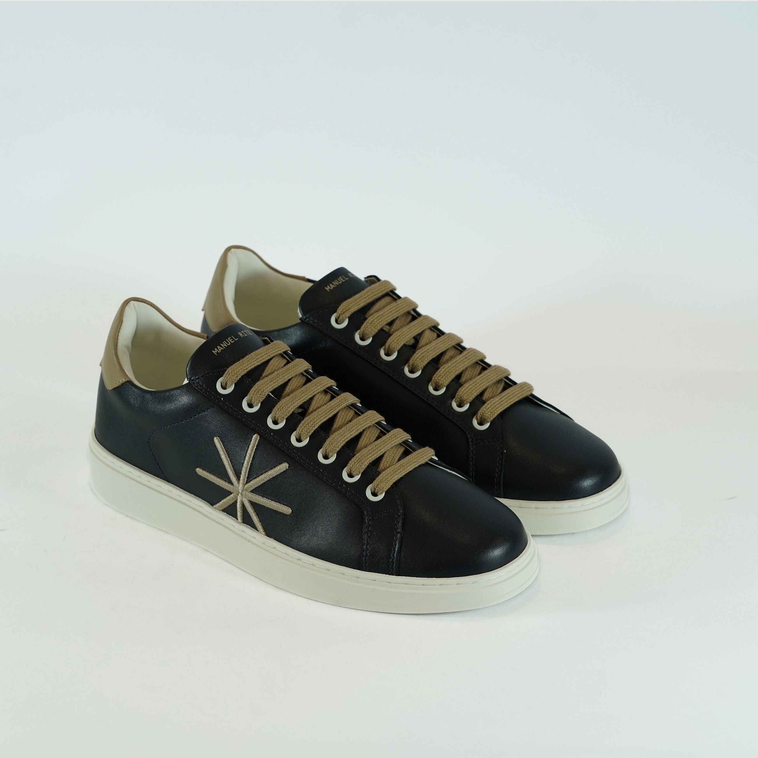 MANUEL RITZ Sneakers Uomo in Pelle Stellina e Dettagli a Contrasto MODELLO Q512