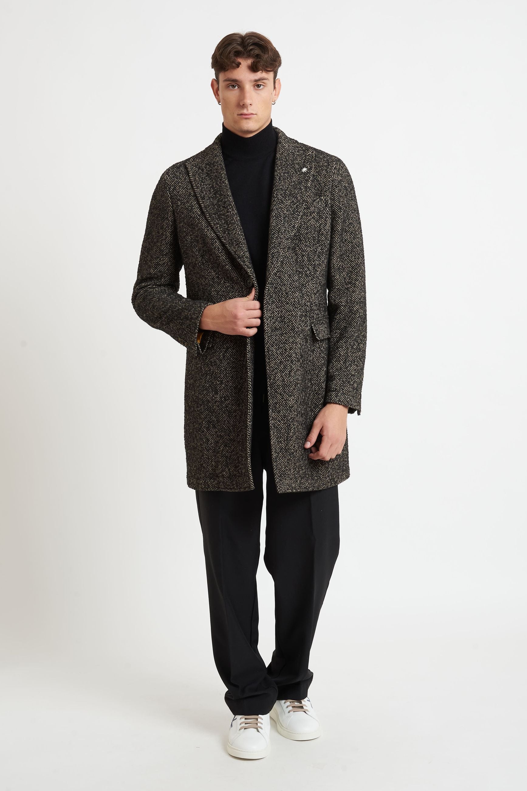 manuel ritz Cappottino a Petto a Lancia con Fantasia Spina di Pesce c4748