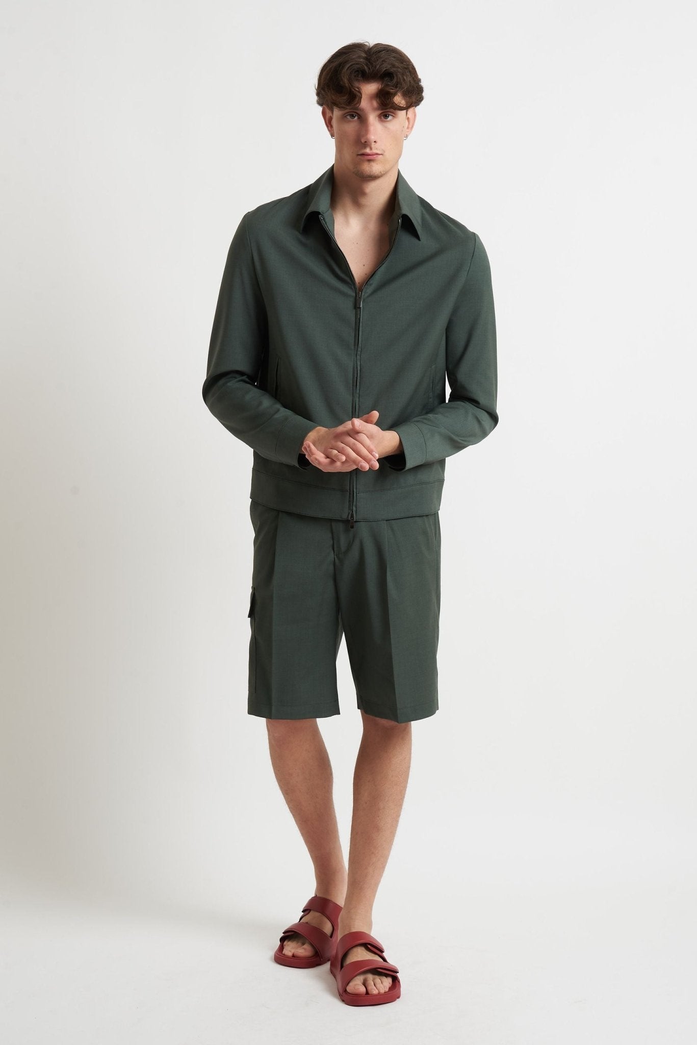 Bermuda con Pinces in Lana Elasticizzata b1738 - De Matteo Uomo