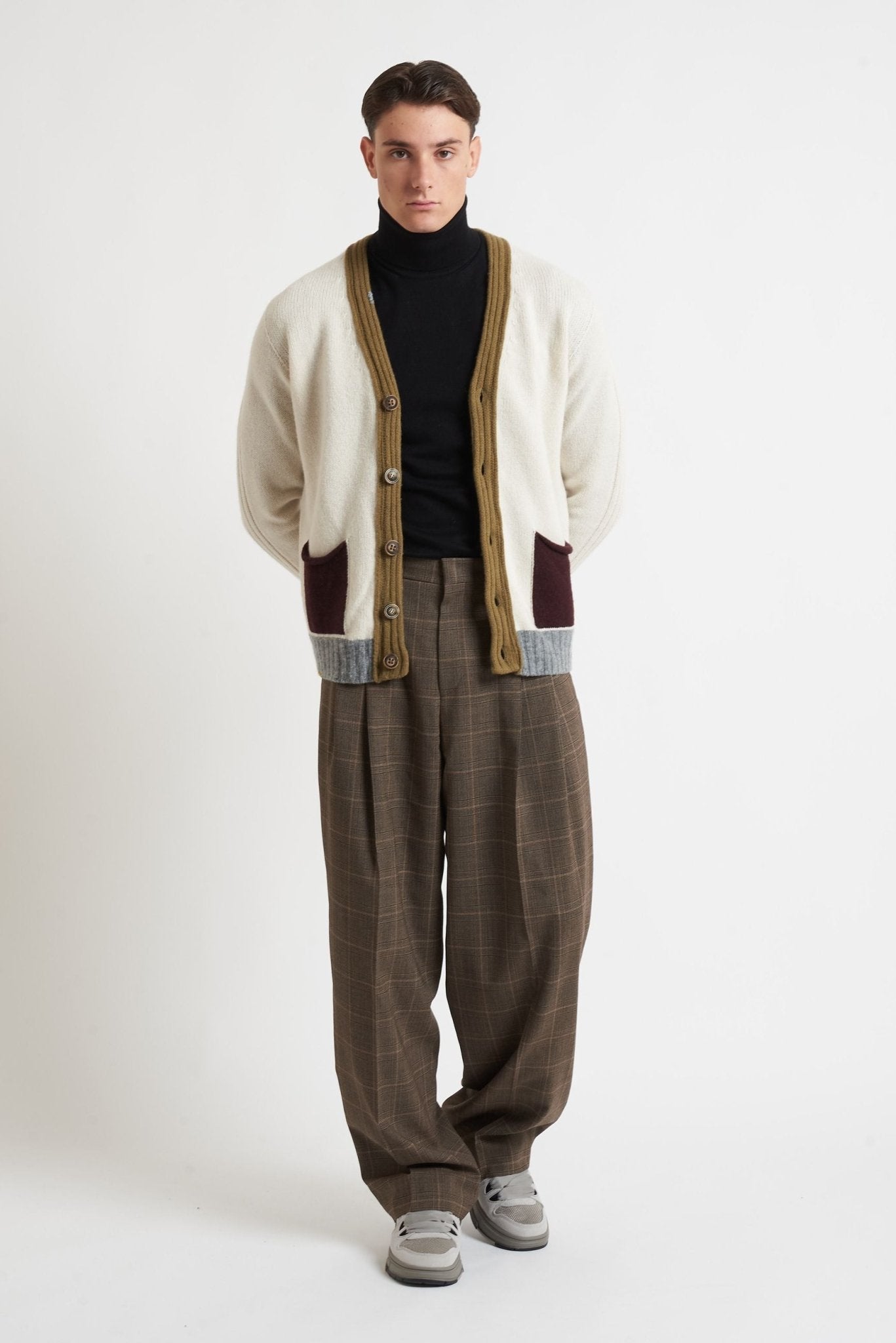 BOB Cardigan in lana con gioco di colori modello cork - De Matteo Uomo