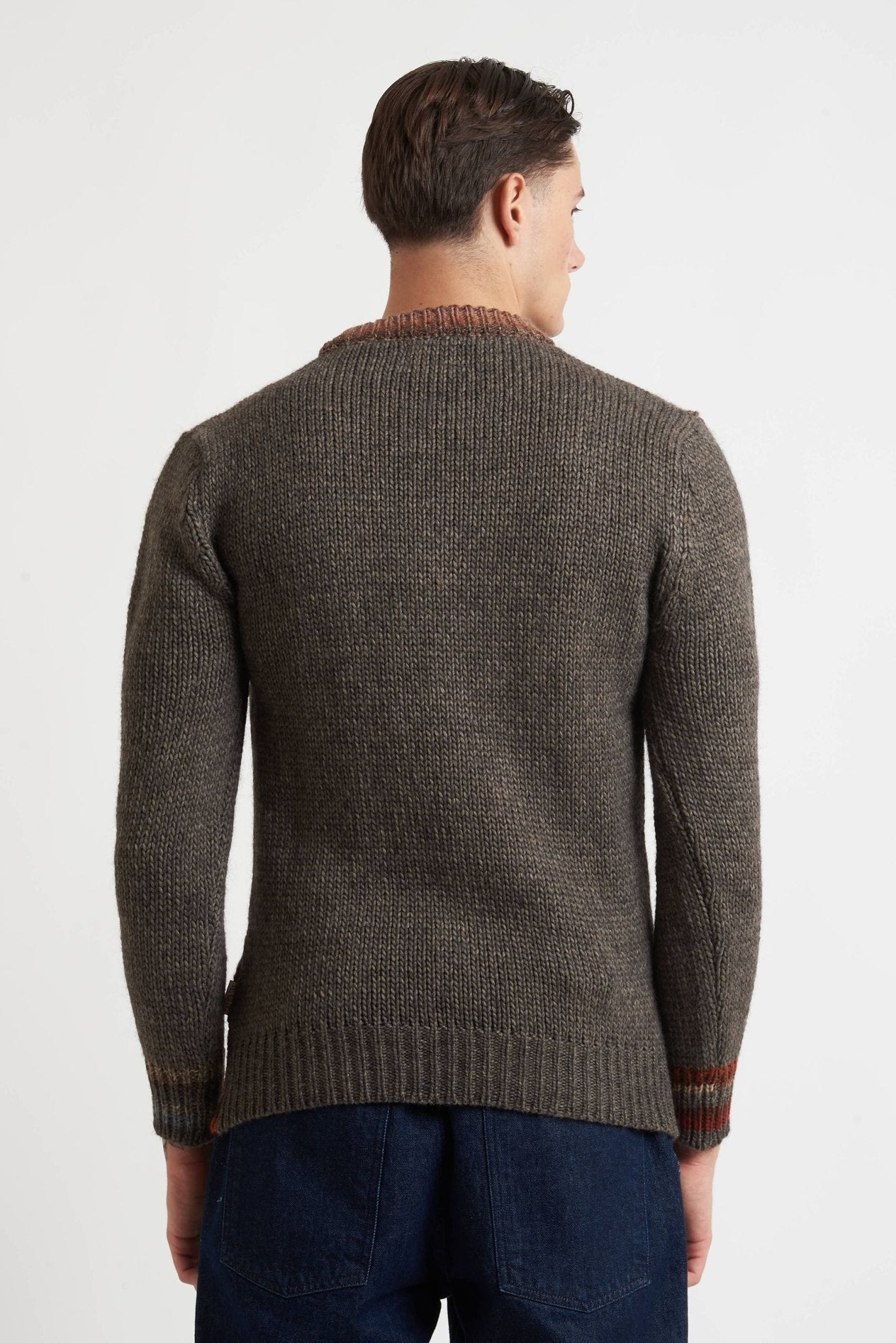 BOB Maglia girocollo con gioco di tessuto e di colore modello scar - De Matteo Uomo