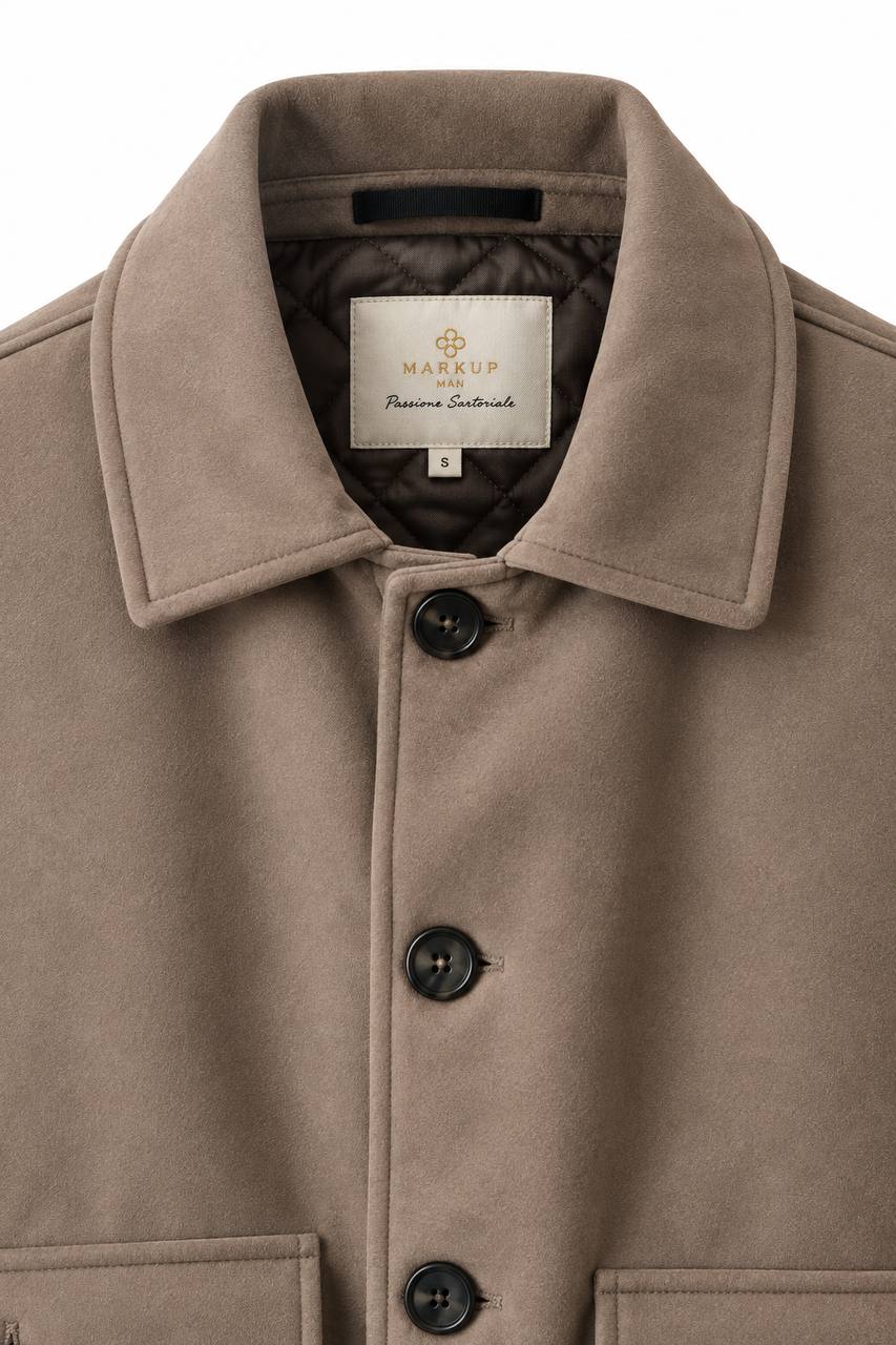 Bomber Uomo con Collo Camicia e Tasconi in Eco Dainetto - De Matteo Uomo