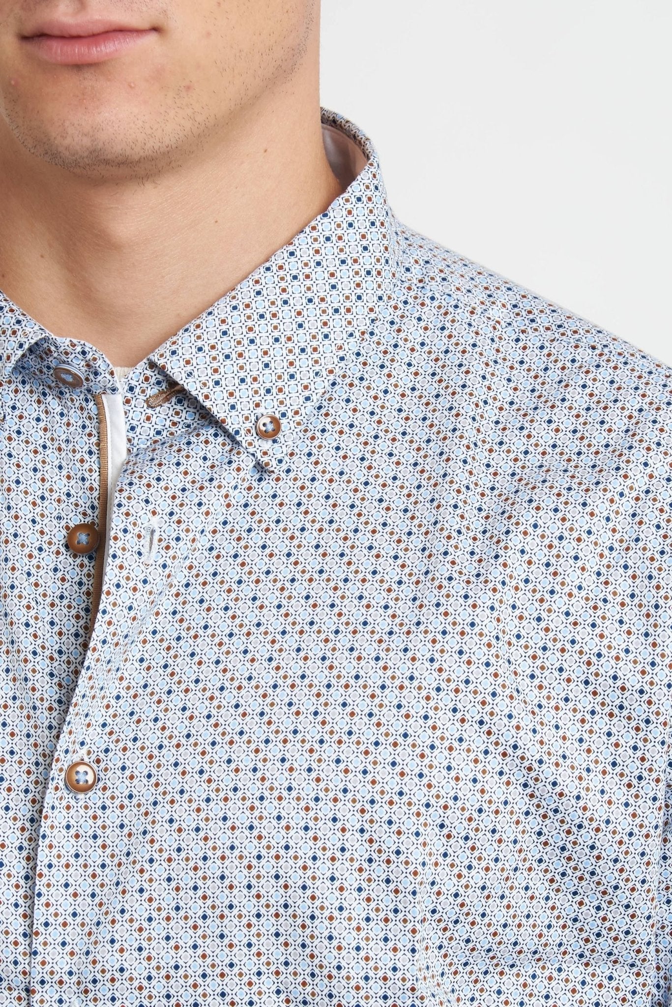bugatti Camicia Uomo a Micro - Fantasia con Collo ButtonDown 58502a - De Matteo Uomo