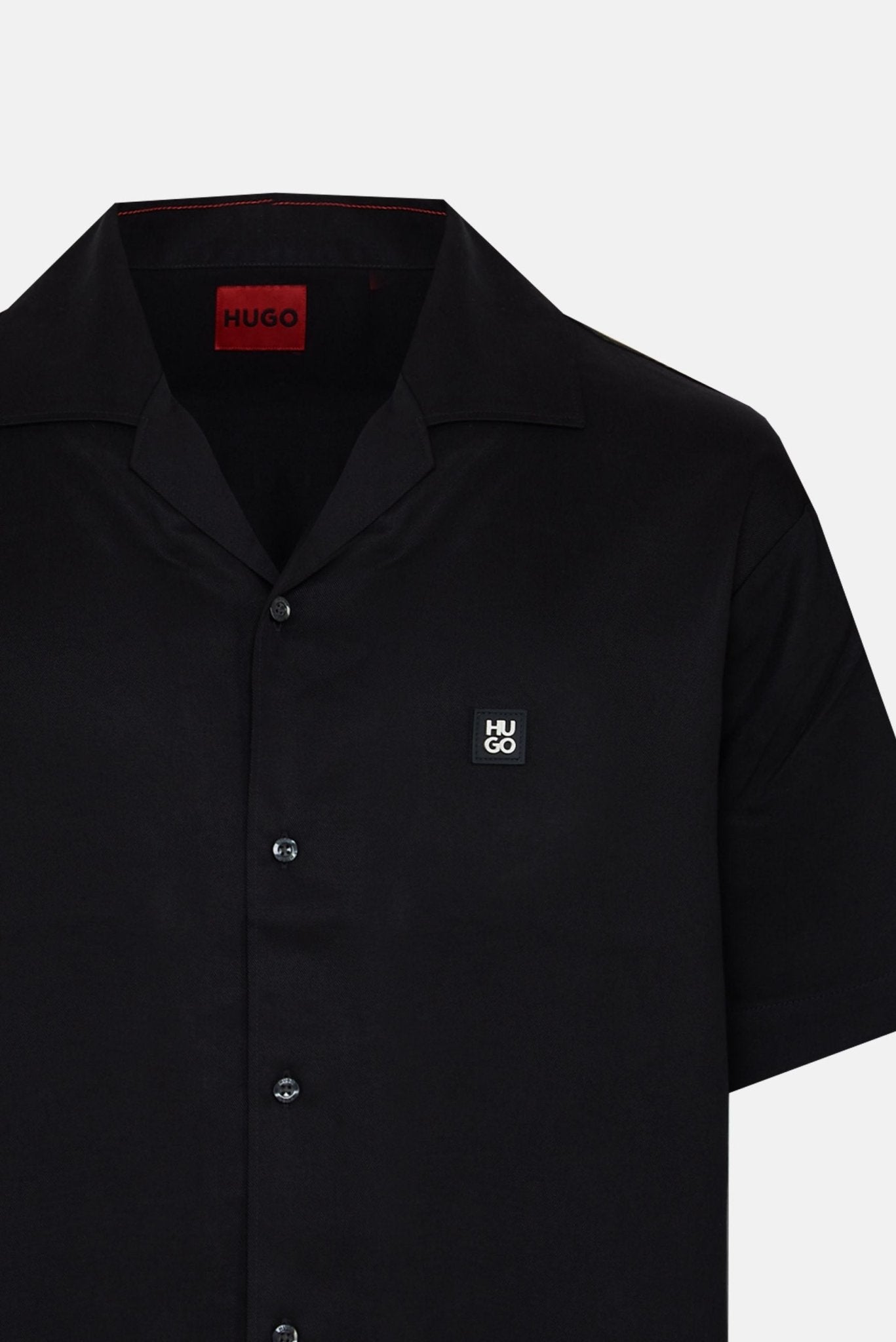 Camicia Basic a Manica Corta con Collo Bowling e Logo sul Petto 0593 - De Matteo Uomo