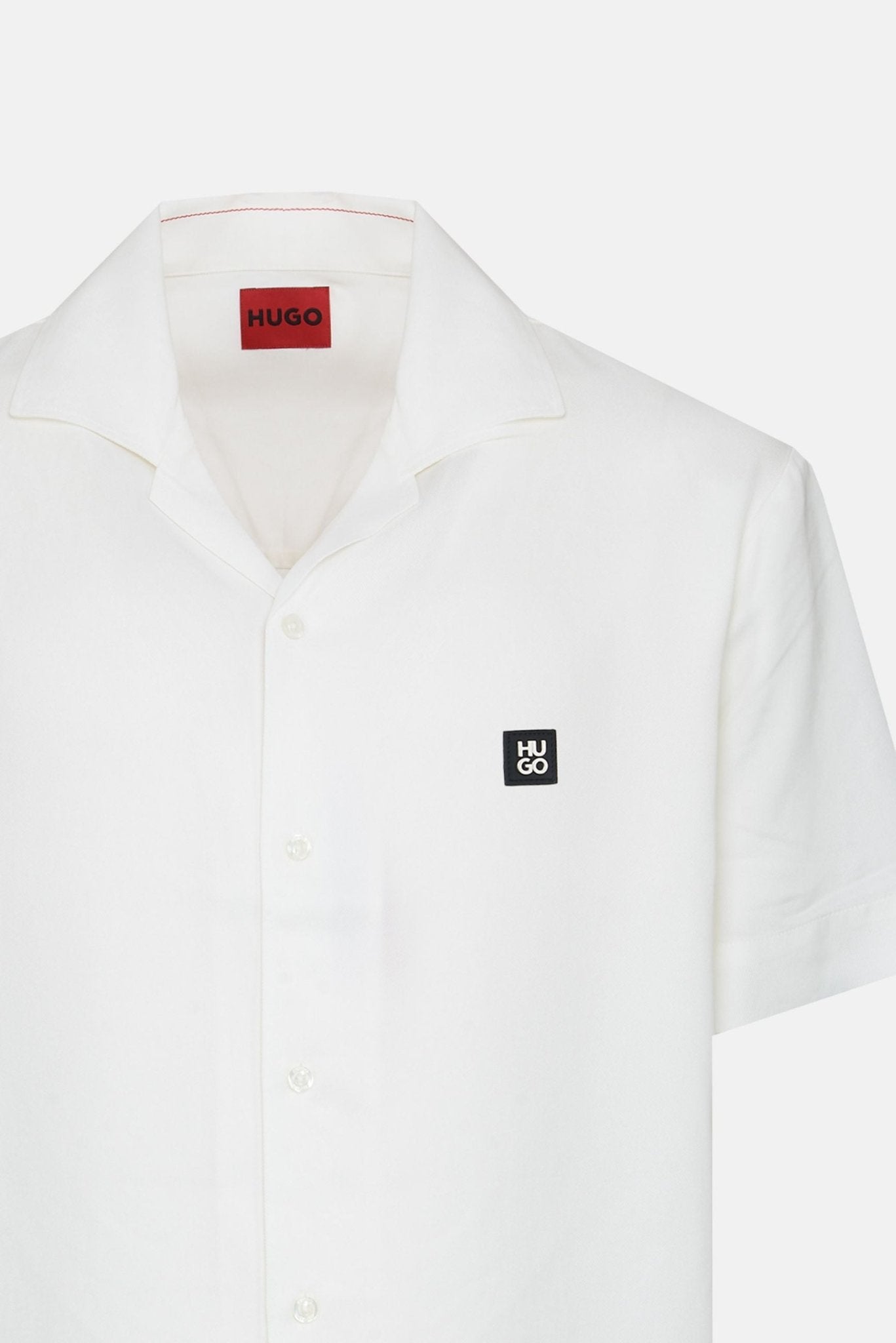 Camicia Basic a Manica Corta con Collo Bowling e Logo sul Petto 0593 - De Matteo Uomo