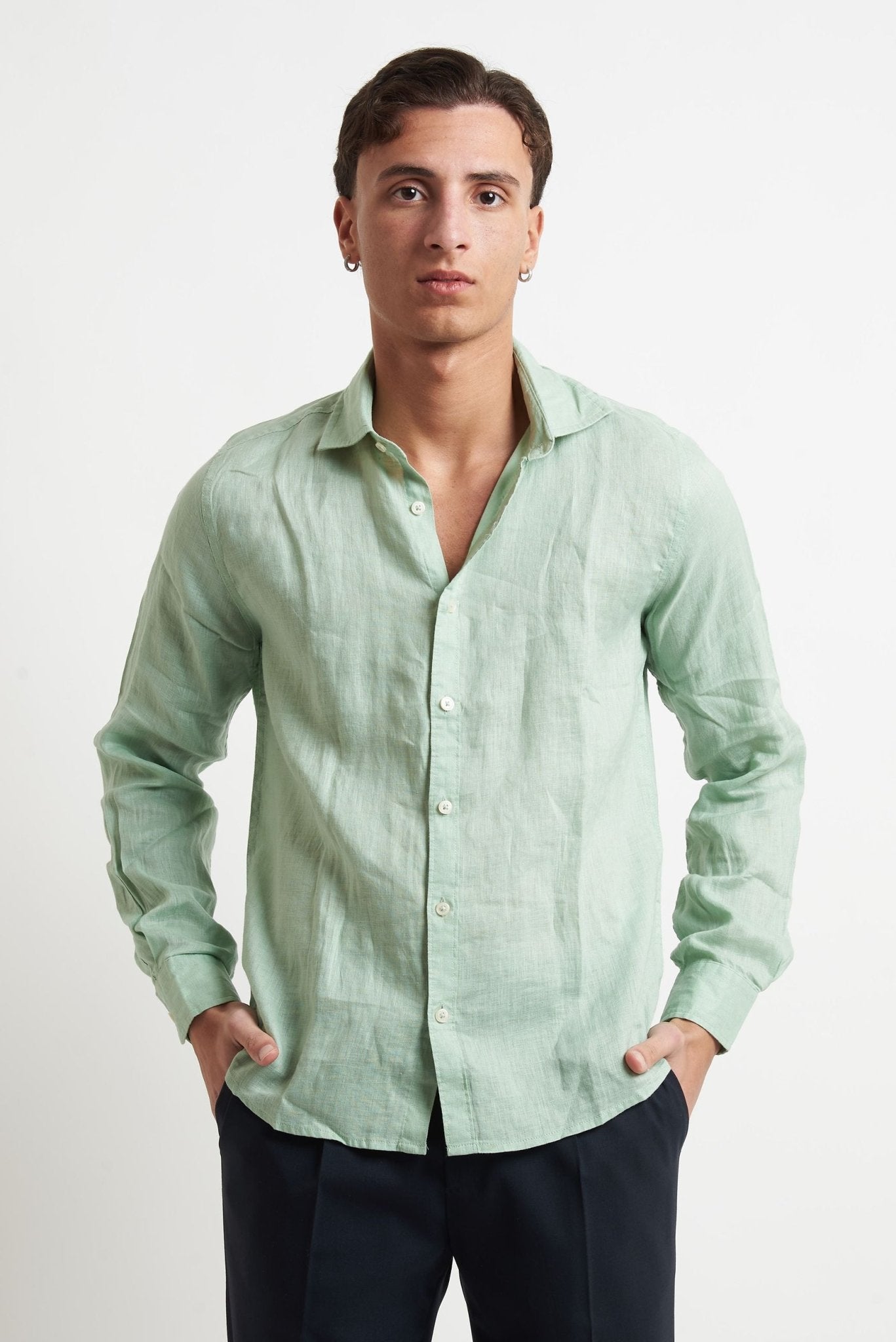 Camicia Basic in Lino 100% - De Matteo Uomo