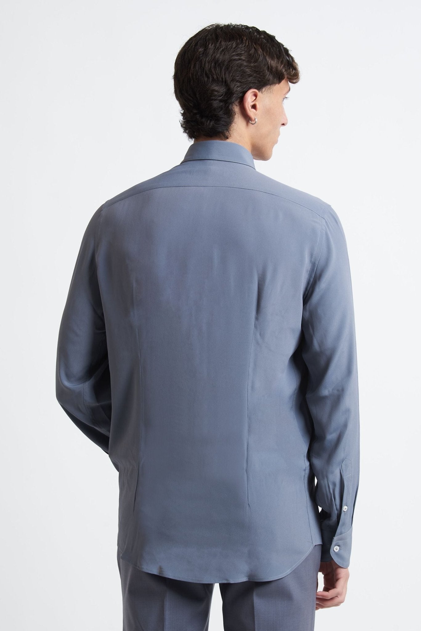 Camicia Basic Morbida in Misto Seta con Collo Italiano E650XS - De Matteo Uomo