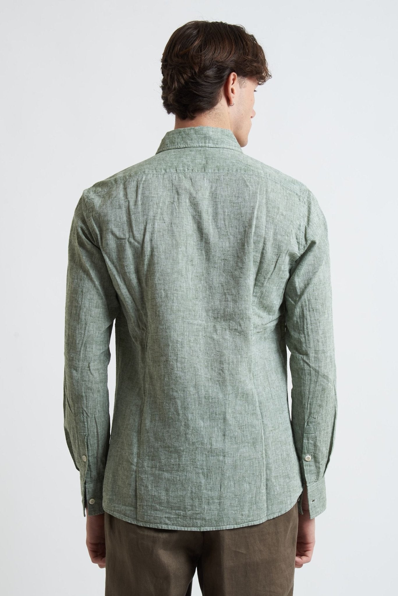 Camicia in Lino e Cotone Dipinta a Mano con Collo Classico - De Matteo Uomo
