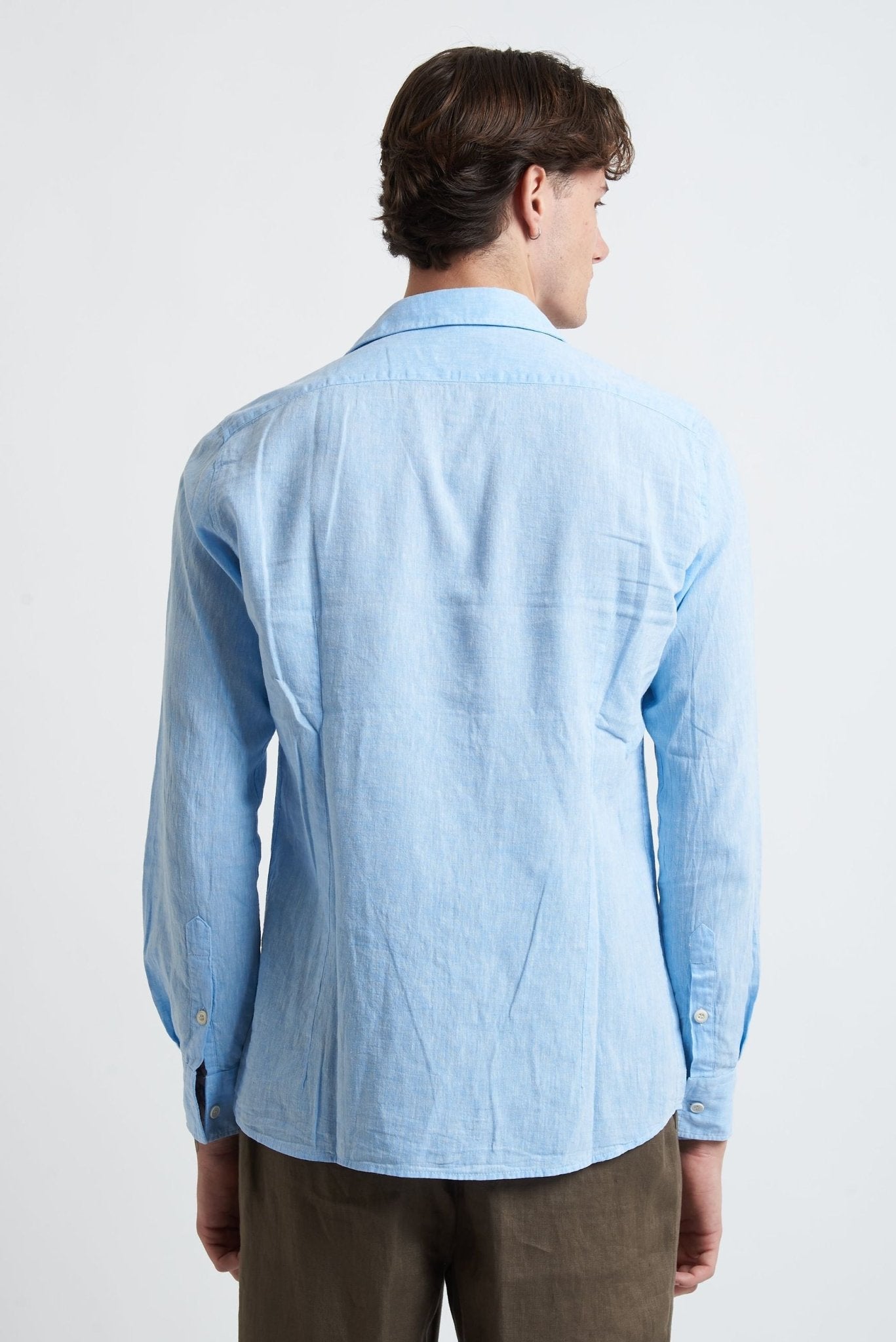 Camicia in Lino e Cotone Dipinta a Mano con Collo Classico - De Matteo Uomo