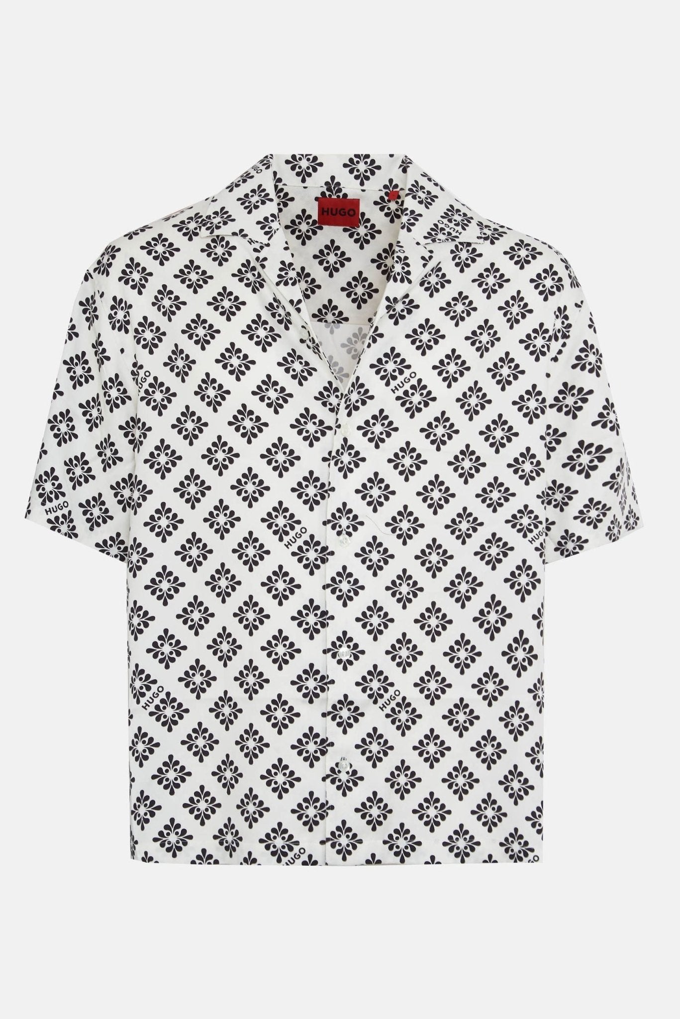 Camicia Mezza Manica con Fantasia e Collo Bowling 0632 - De Matteo Uomo