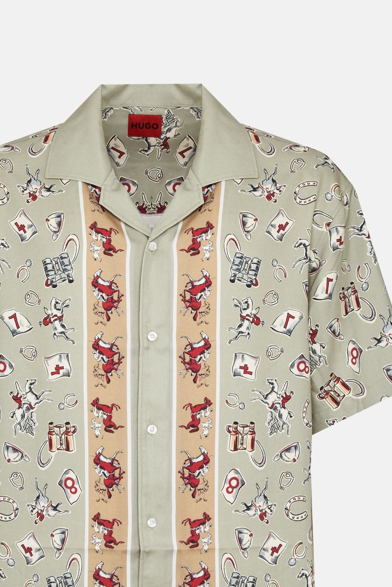 Camicia Mezza Manica con Fantasia e Collo Bowling 0632 - De Matteo Uomo