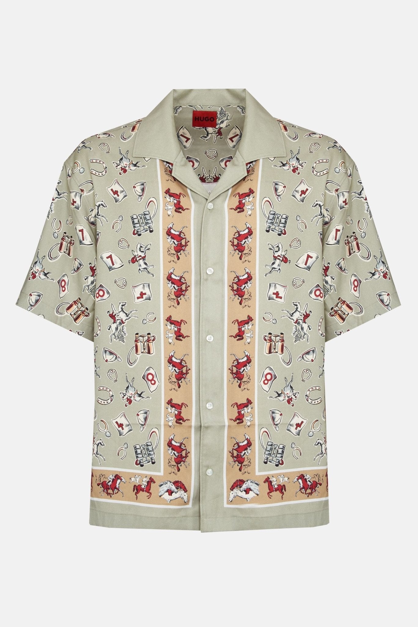 Camicia Mezza Manica con Fantasia e Collo Bowling 0632 - De Matteo Uomo