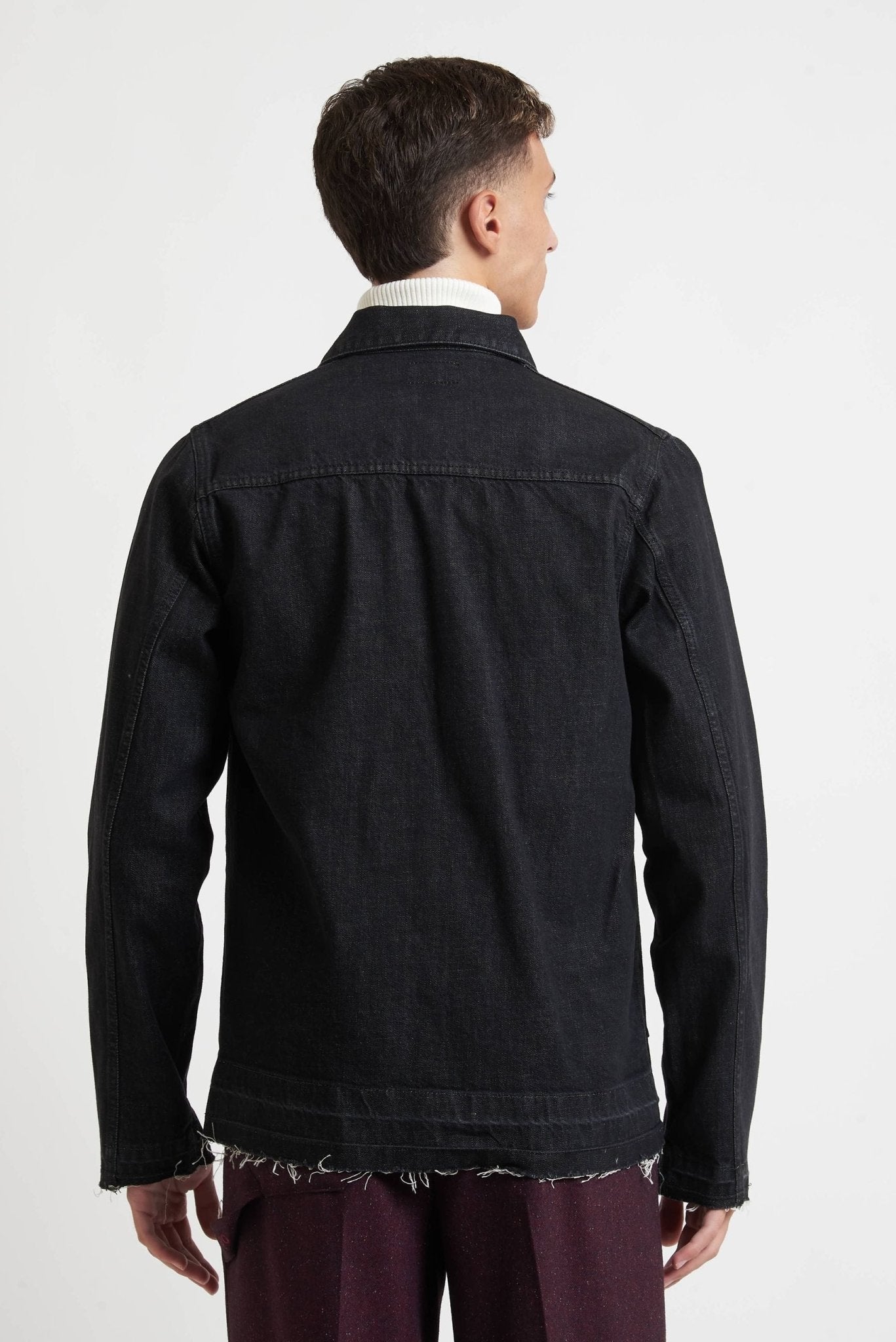 Camicia PRIME HOMME Jeans Nero con Taglio Vivo e Tasconi Frontali - De Matteo Uomo