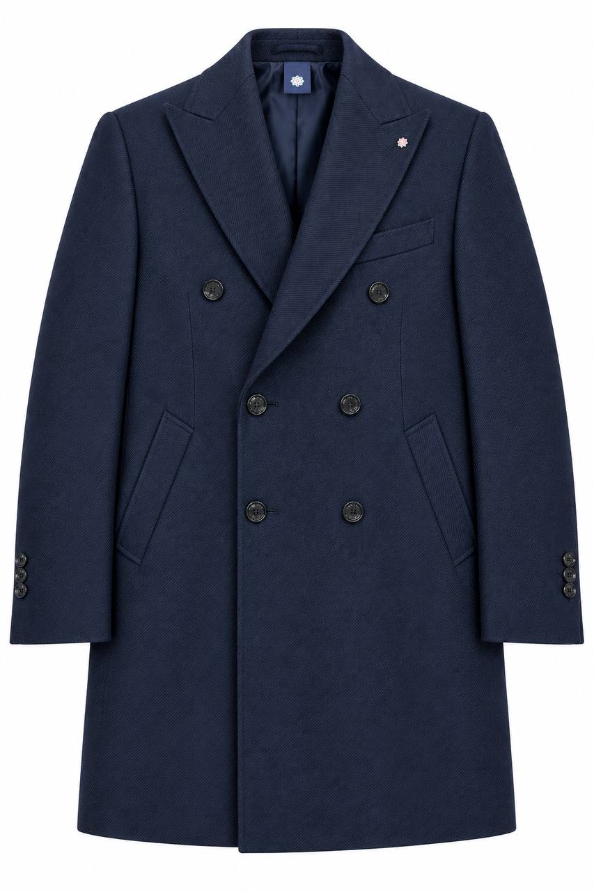 Cappottino Uomo Doppiopetto con Rever a Lancia in Lana - De Matteo Uomo