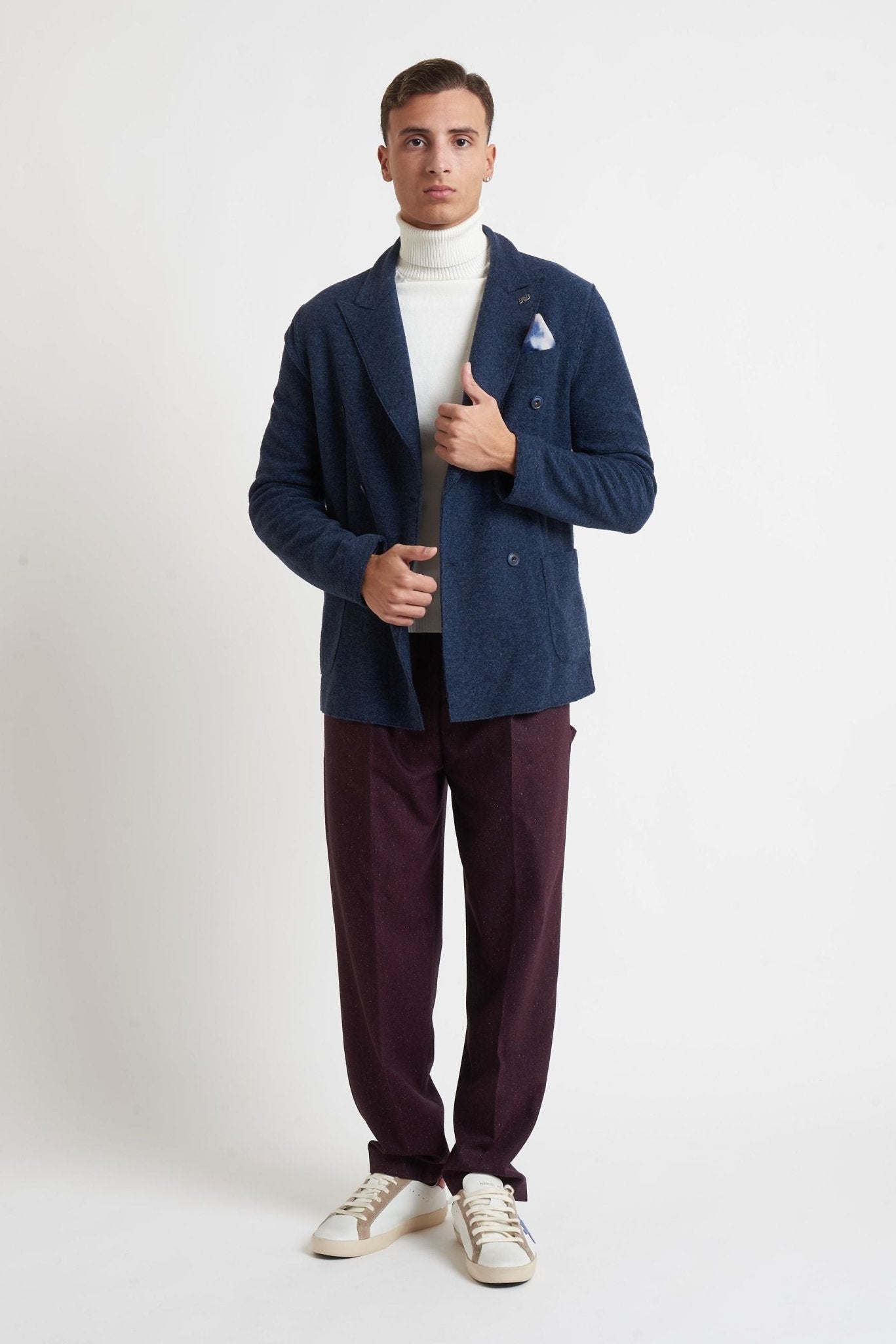 Giacca BOB doppiopetto taglio vivo tessuto maglia MODELLO BING 159 - De Matteo Uomo