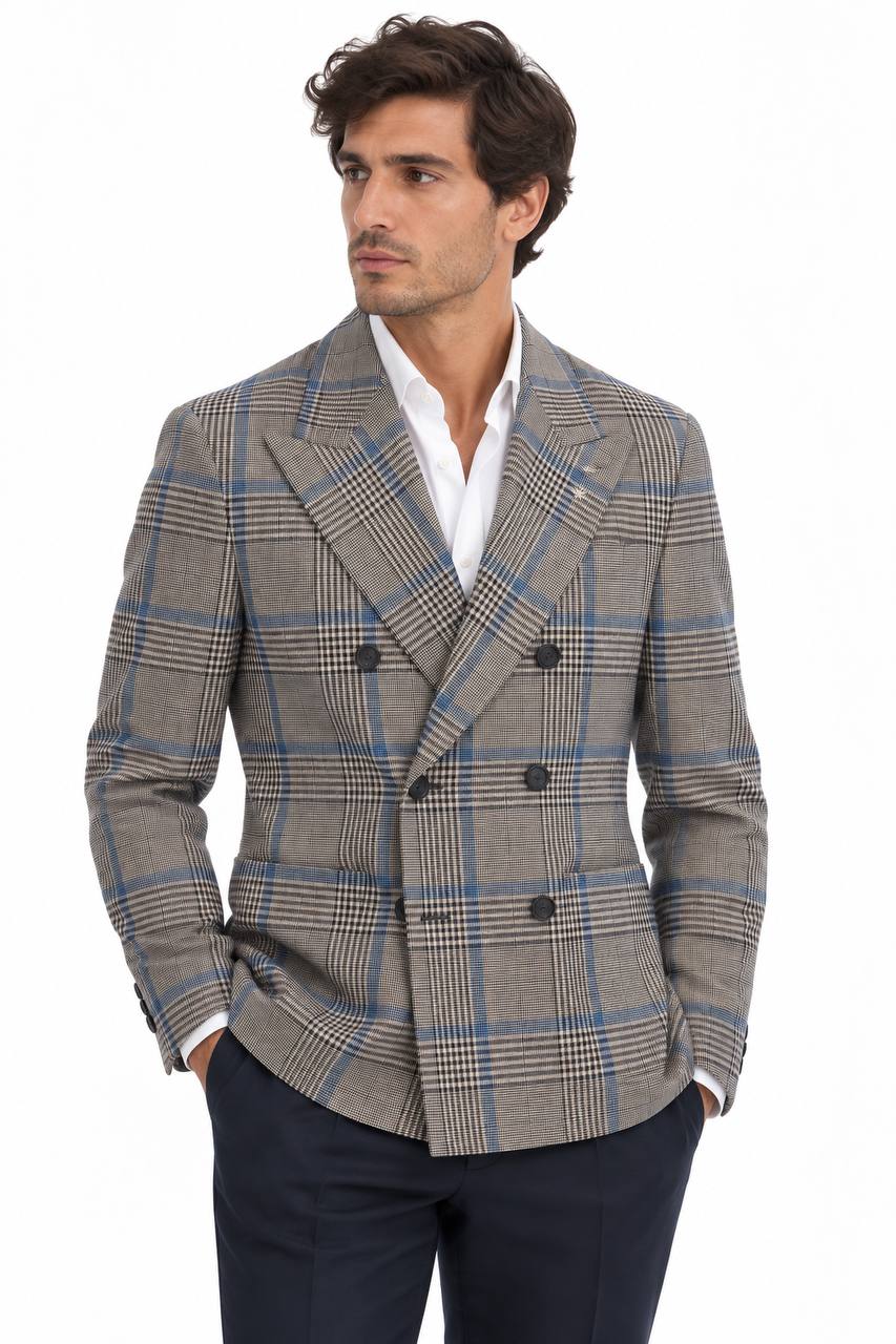 Giacca Uomo Doppiopetto Principe di Galles - De Matteo Uomo