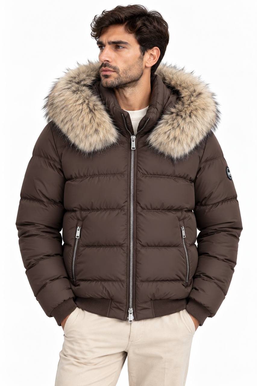 Giubbino Bomber con Pelliccia Ecologica Removibile - De Matteo Uomo