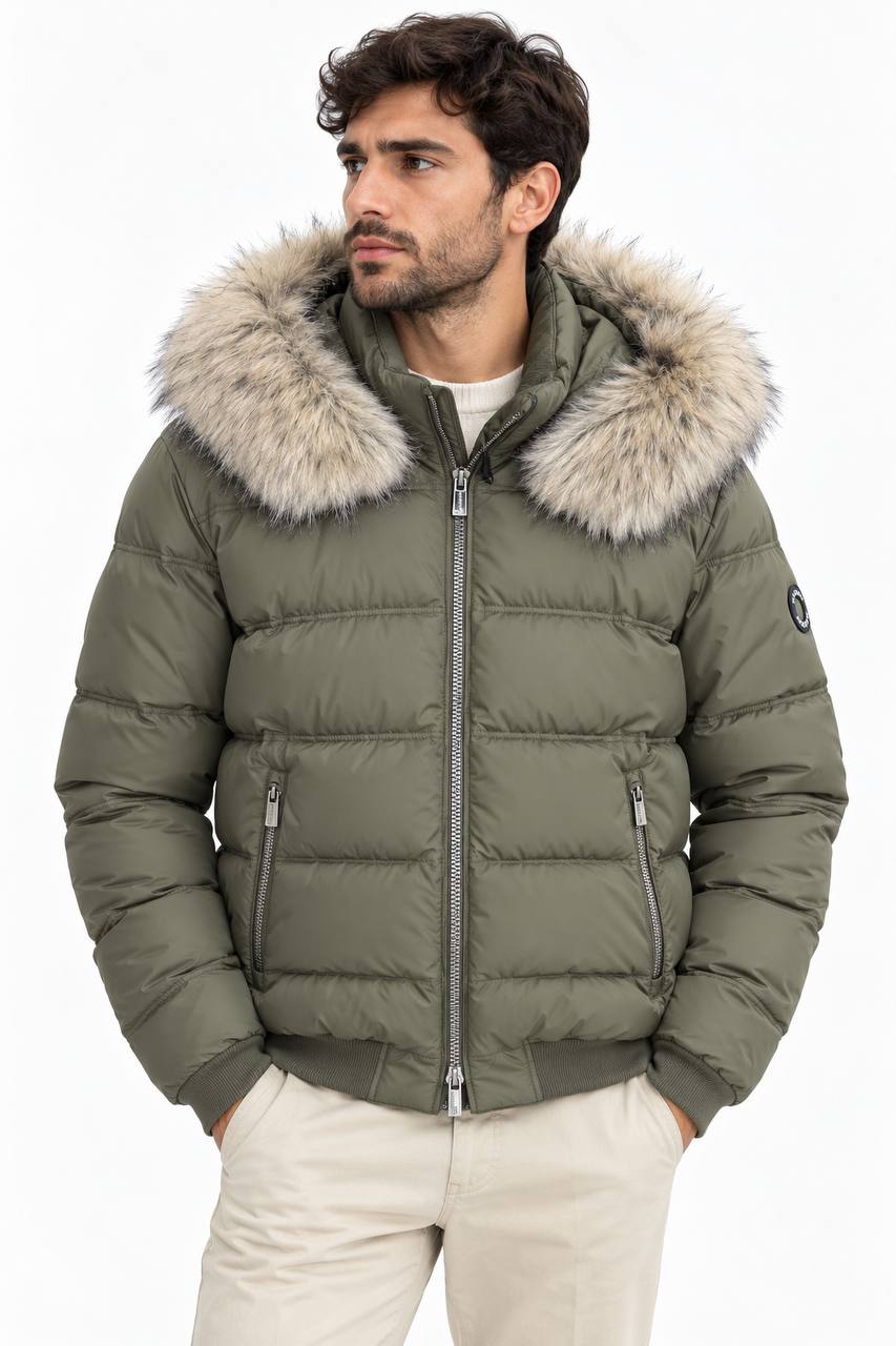 Giubbino Bomber con Pelliccia Ecologica Removibile - De Matteo Uomo