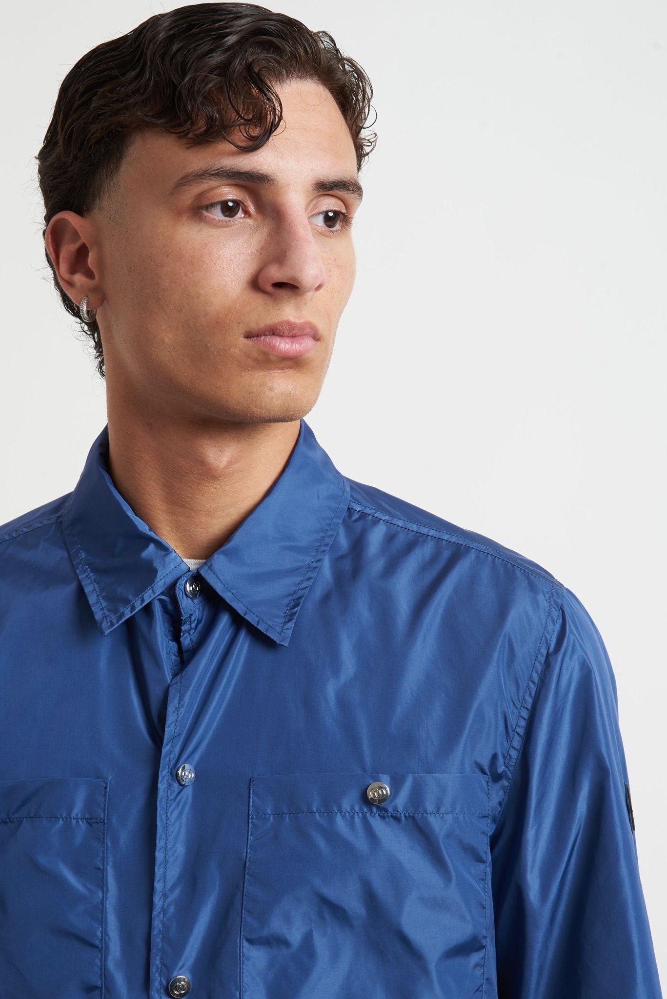 Giubbino Estivo Impermeabile in Nylon con Collo Camicia e Tasche Frontali - De Matteo Uomo