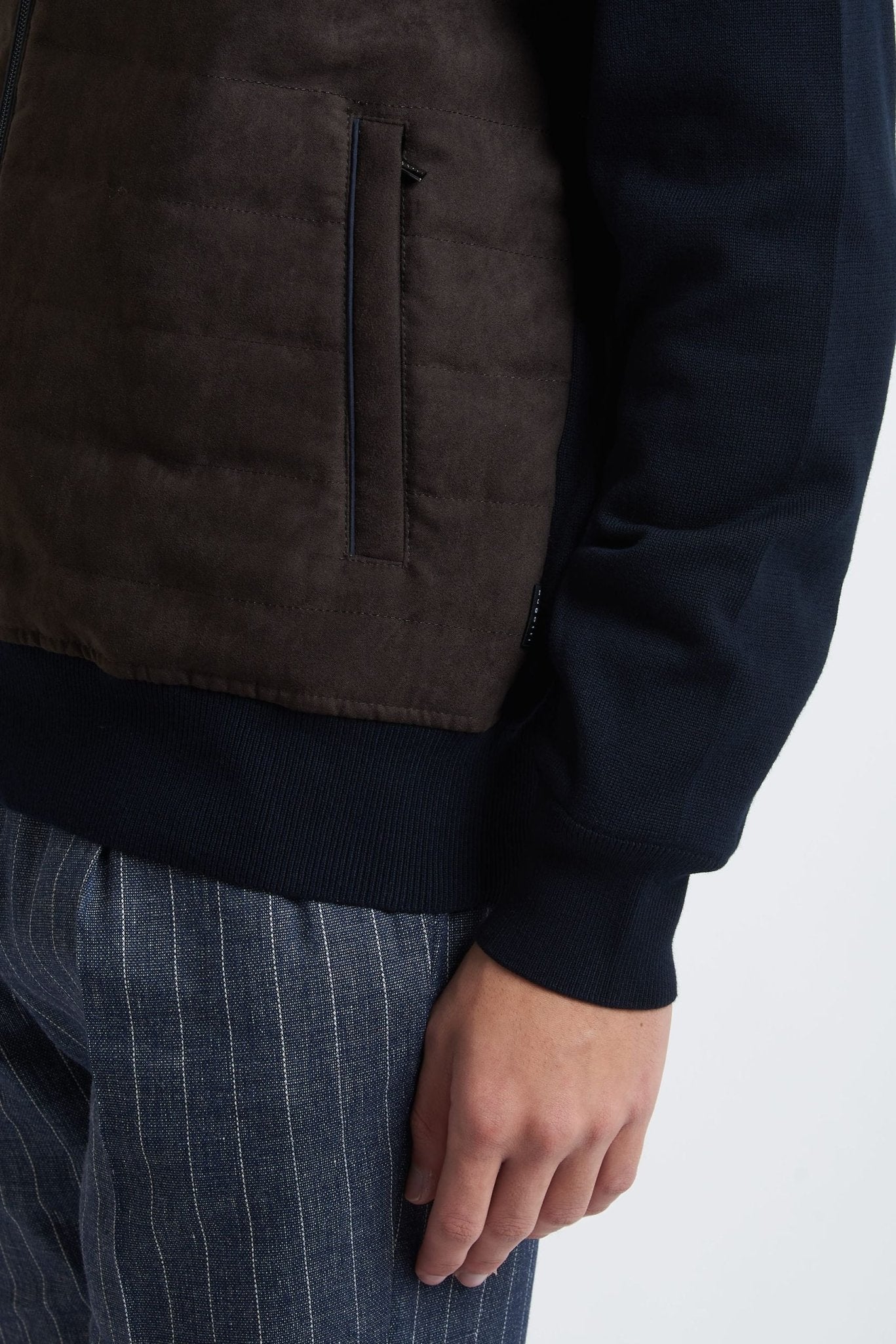 Giubbino in Maglia con Inserti Eco Renna e Chiusura Zip - De Matteo Uomo