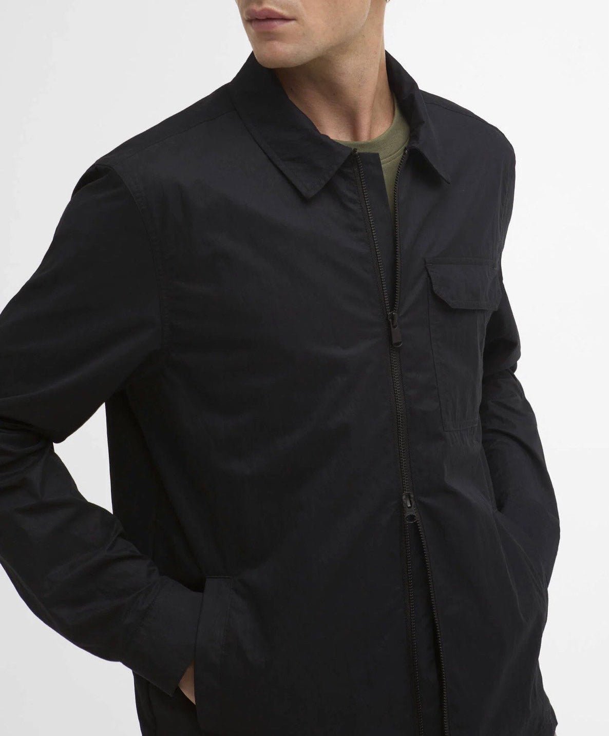 Giubbino Leggero in Nylon con Collo Camicia e Tascone Petto bk11 - De Matteo Uomo