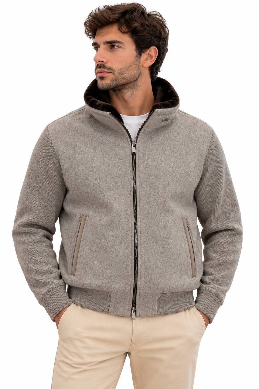Giubbino Uomo in Maglia con Pelliccia Interna Removibile - De Matteo Uomo