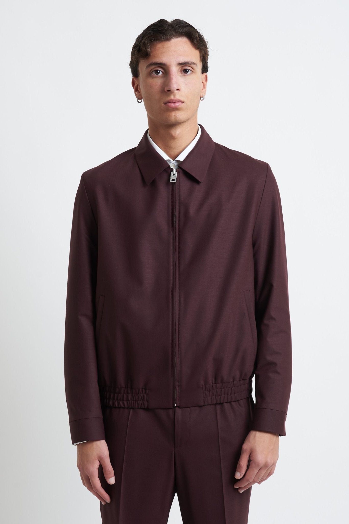 Jacket con Cerniera, Collo Camicia e Tasche a Friso - De Matteo Uomo