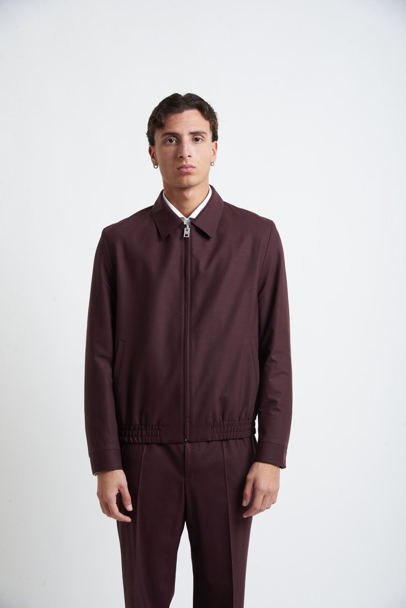 Jacket con Cerniera, Collo Camicia e Tasche a Friso - De Matteo Uomo