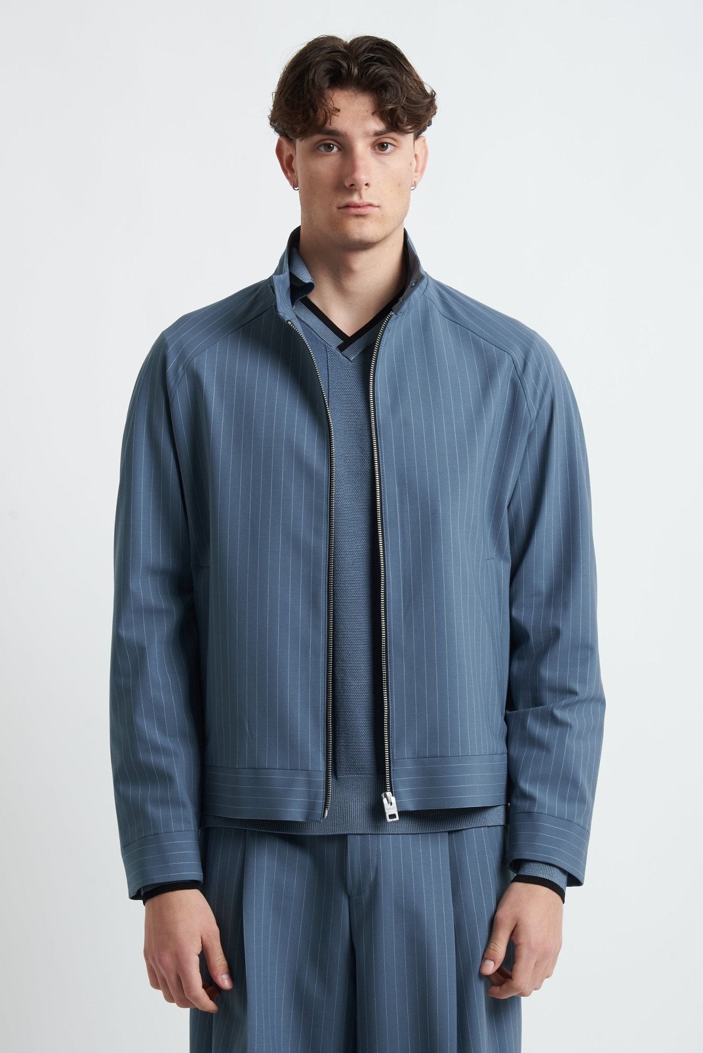 Jacket con Cerniera, Tasca a Filo Frontale e Manica Raglan - De Matteo Uomo