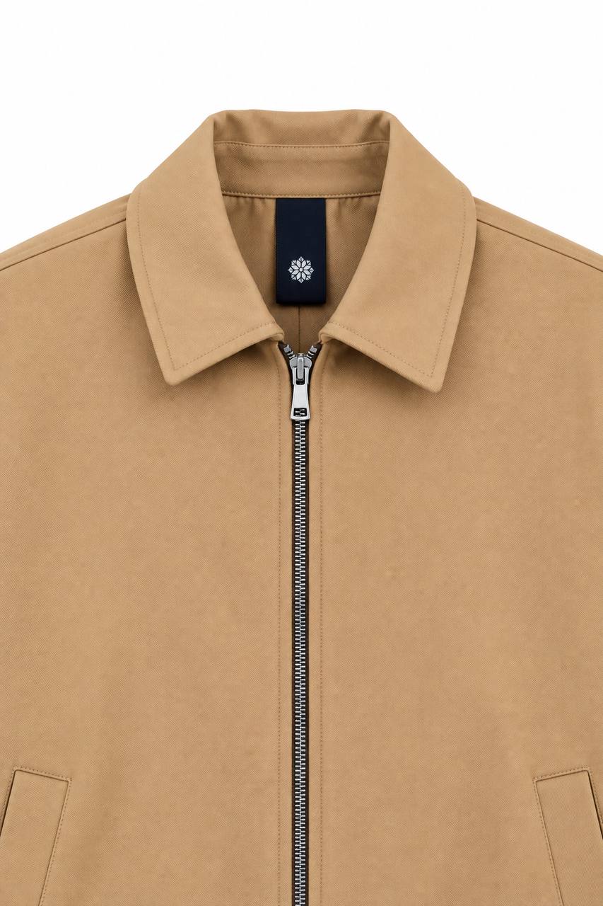 Jacket Uomo Beige con Cerniera in Lana - De Matteo Uomo