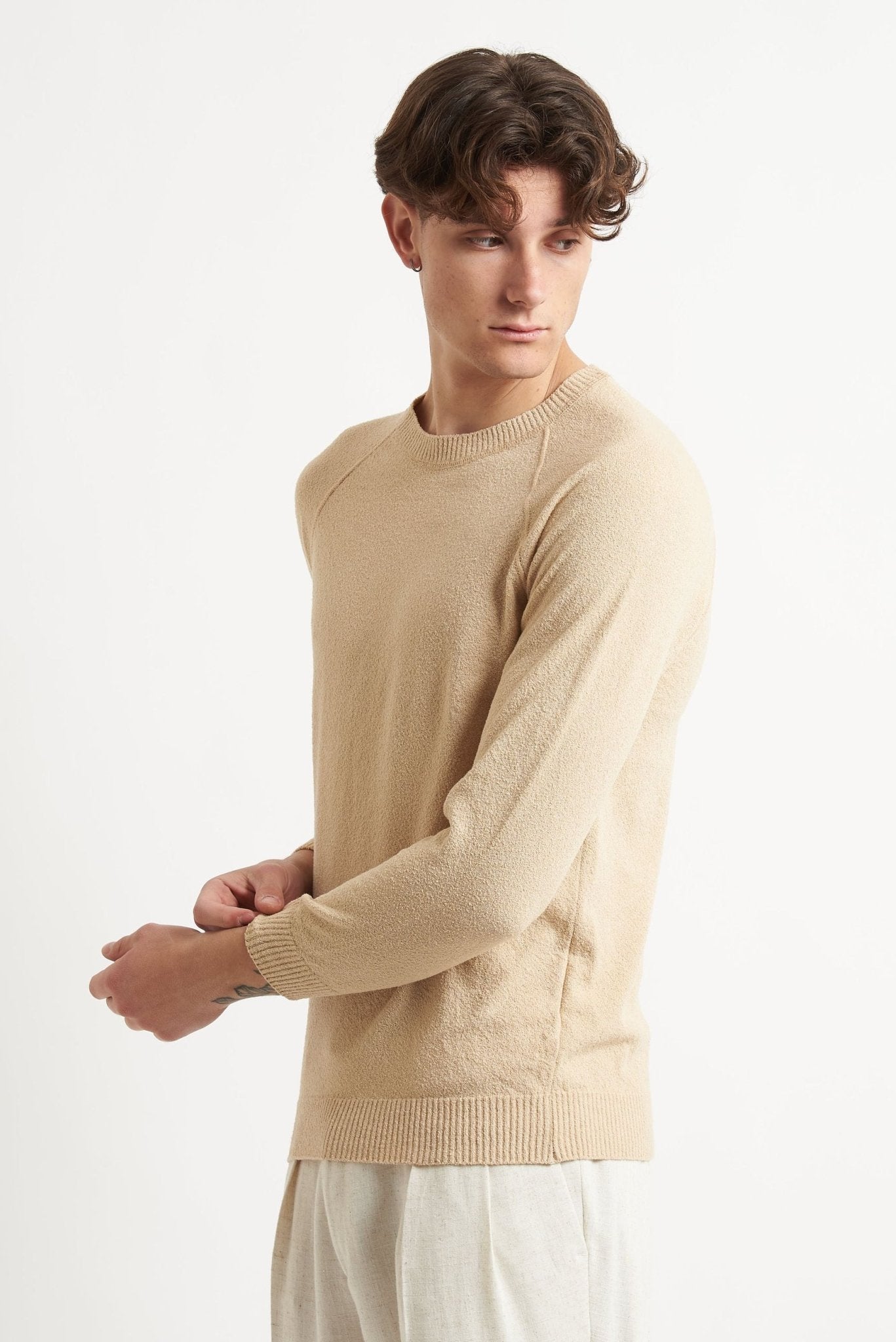 Maglia Basic in Cotone Effetto Spugna con Manica Raglan - De Matteo Uomo