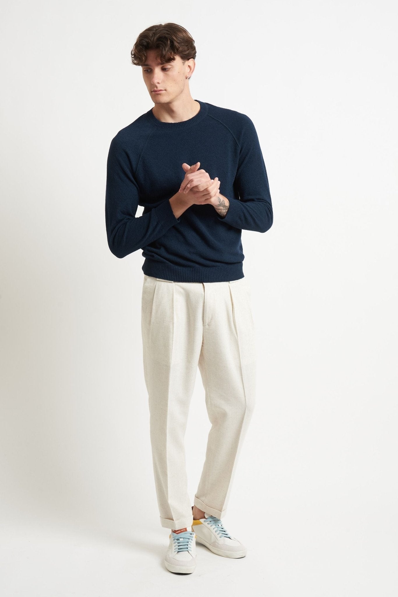 Maglia Basic in Cotone Effetto Spugna con Manica Raglan - De Matteo Uomo