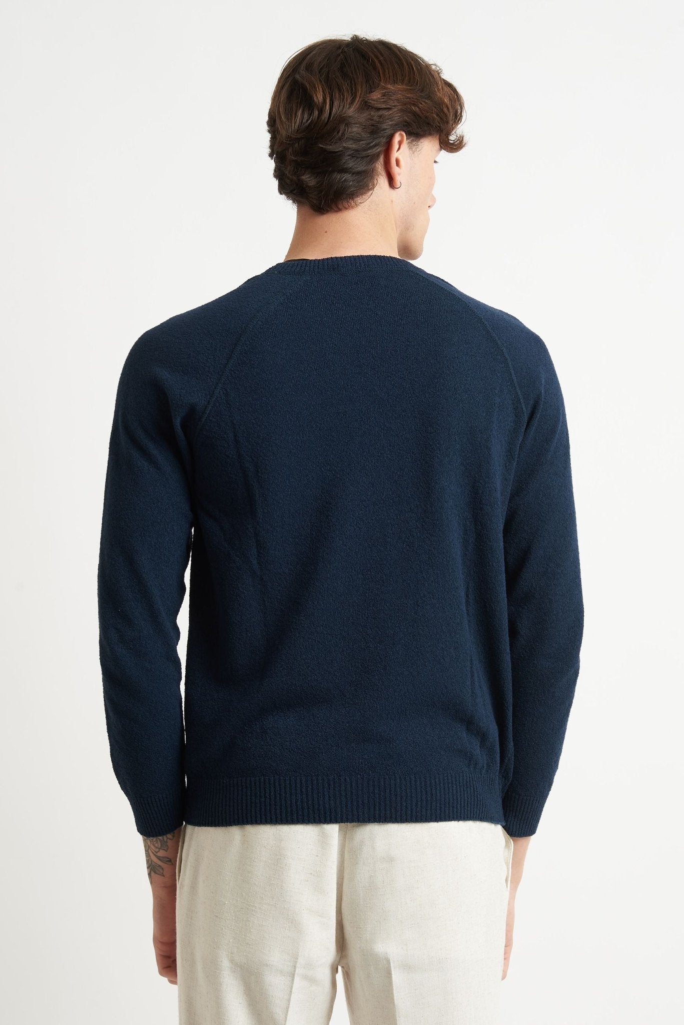 Maglia Basic in Cotone Effetto Spugna con Manica Raglan - De Matteo Uomo