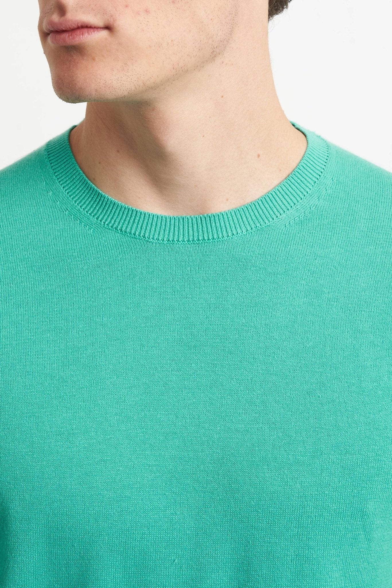 Maglia Girocollo Basic in Cotone con Fondo e Polsi Elasticizzati - De Matteo Uomo