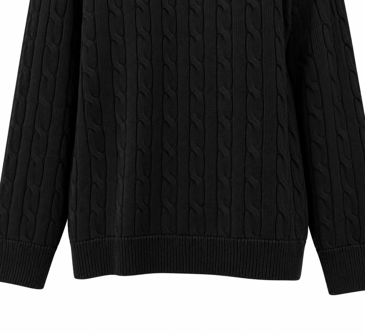 Maglia girocollo fantasia intreccio nera - De Matteo Uomo