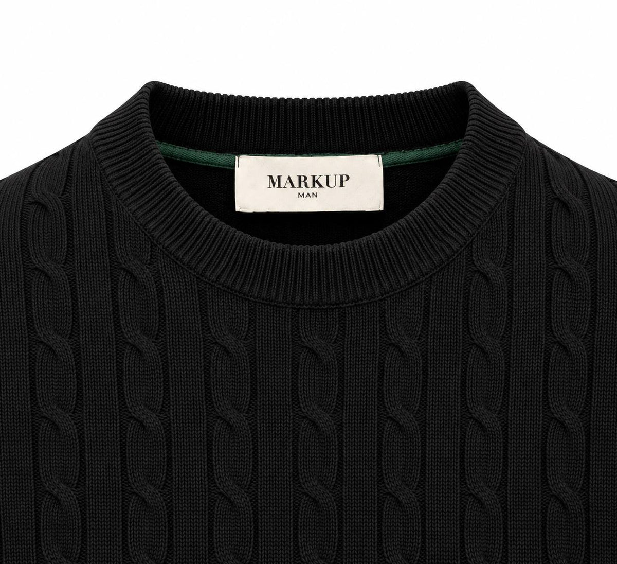 Maglia girocollo fantasia intreccio nera - De Matteo Uomo